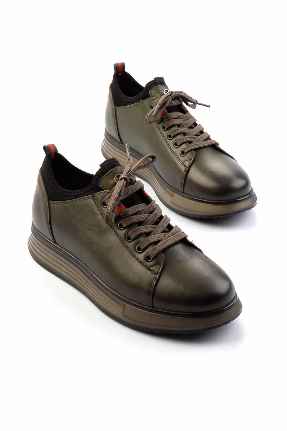 Haki Hakiki Deri Erkek Sneaker E01398202403