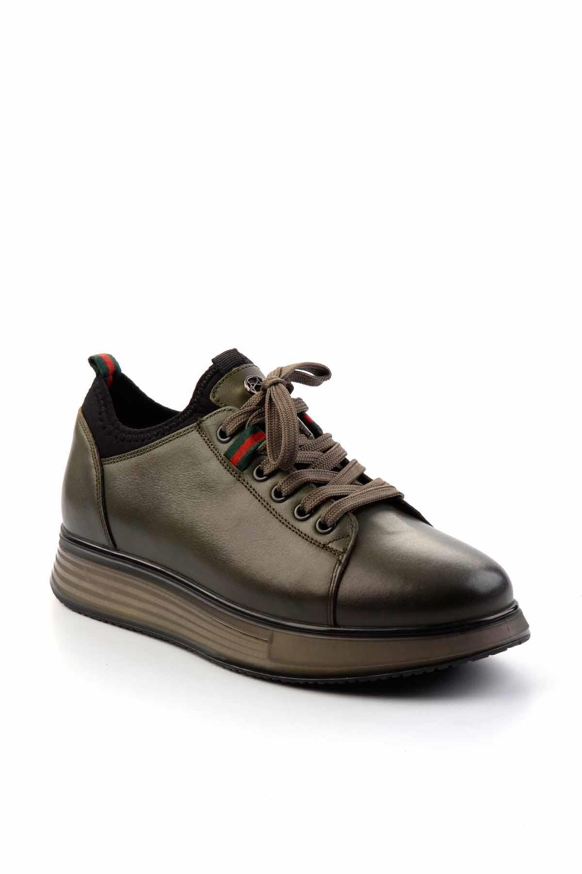 Haki Hakiki Deri Erkek Sneaker E01398202403