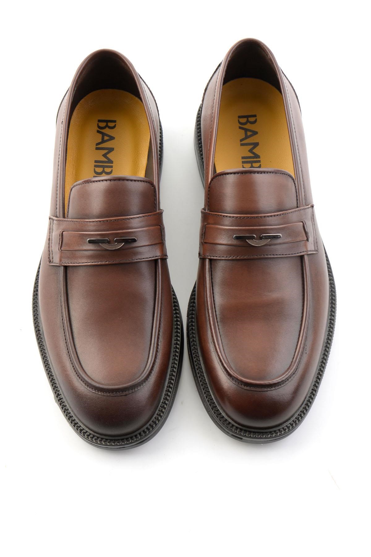 Kahve Antik Hakiki Deri Erkek Loafer Ayakkabı E01648629041