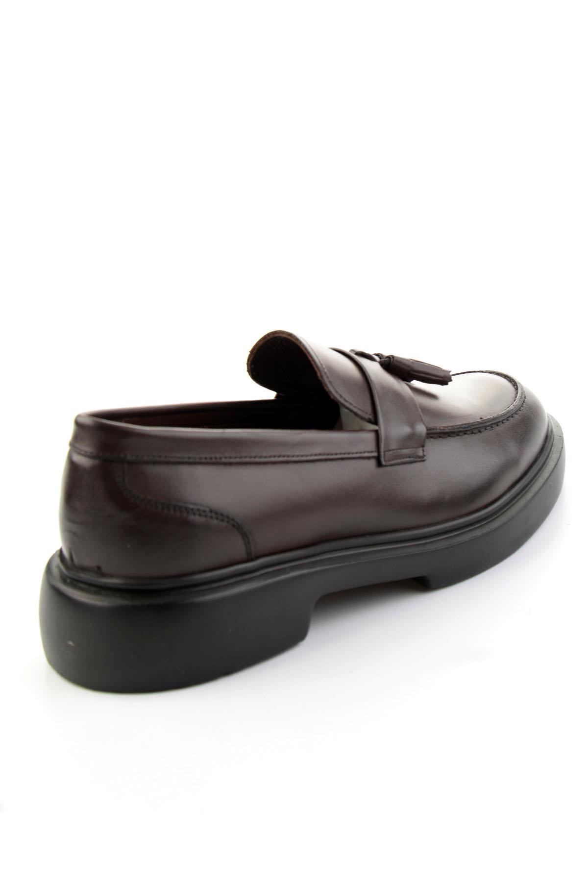 Kahve Antik Hakiki Deri Erkek Loafer Ayakkabı E01054400241
