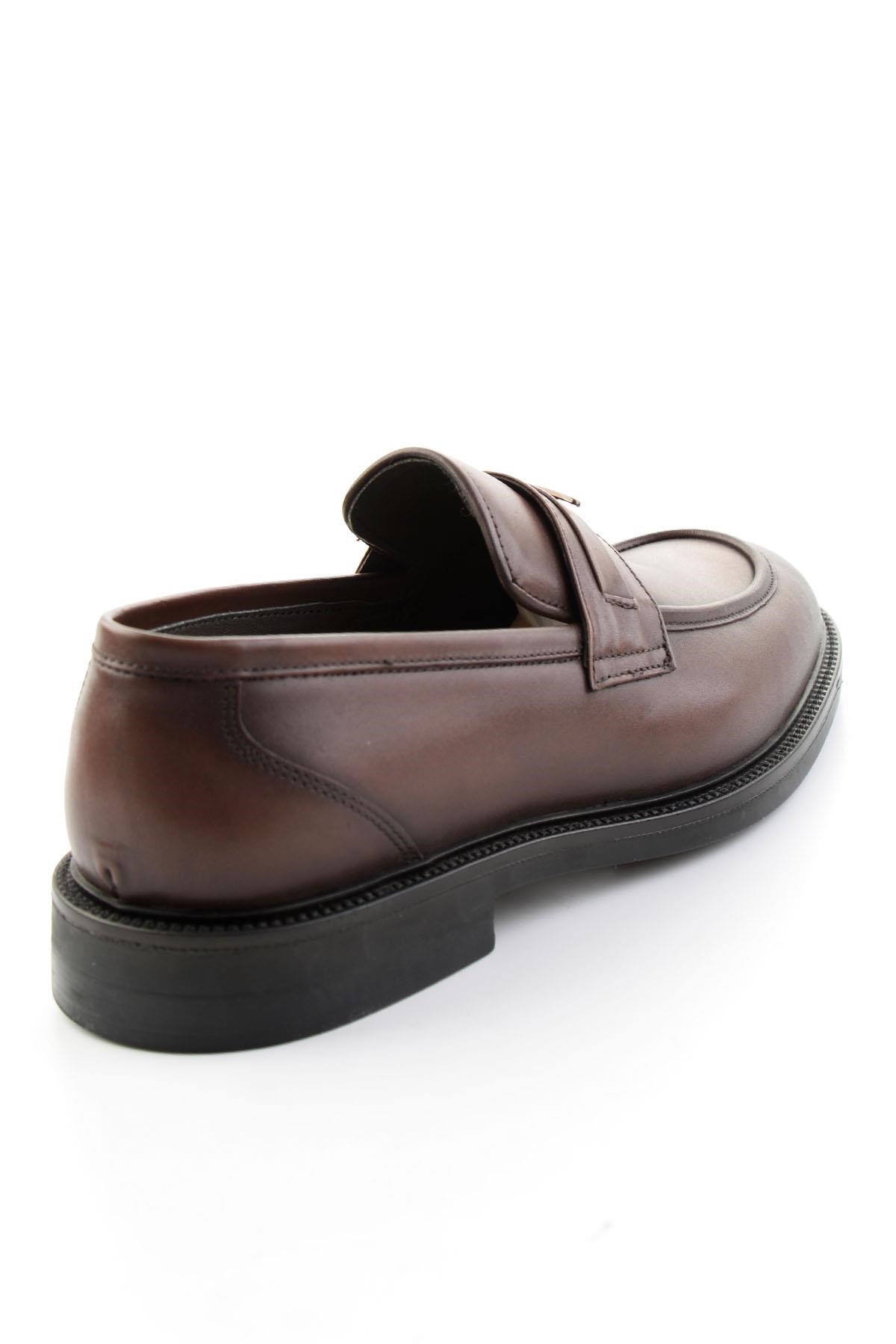 Kahve Antik Hakiki Deri Erkek Loafer Ayakkabı E01648629041