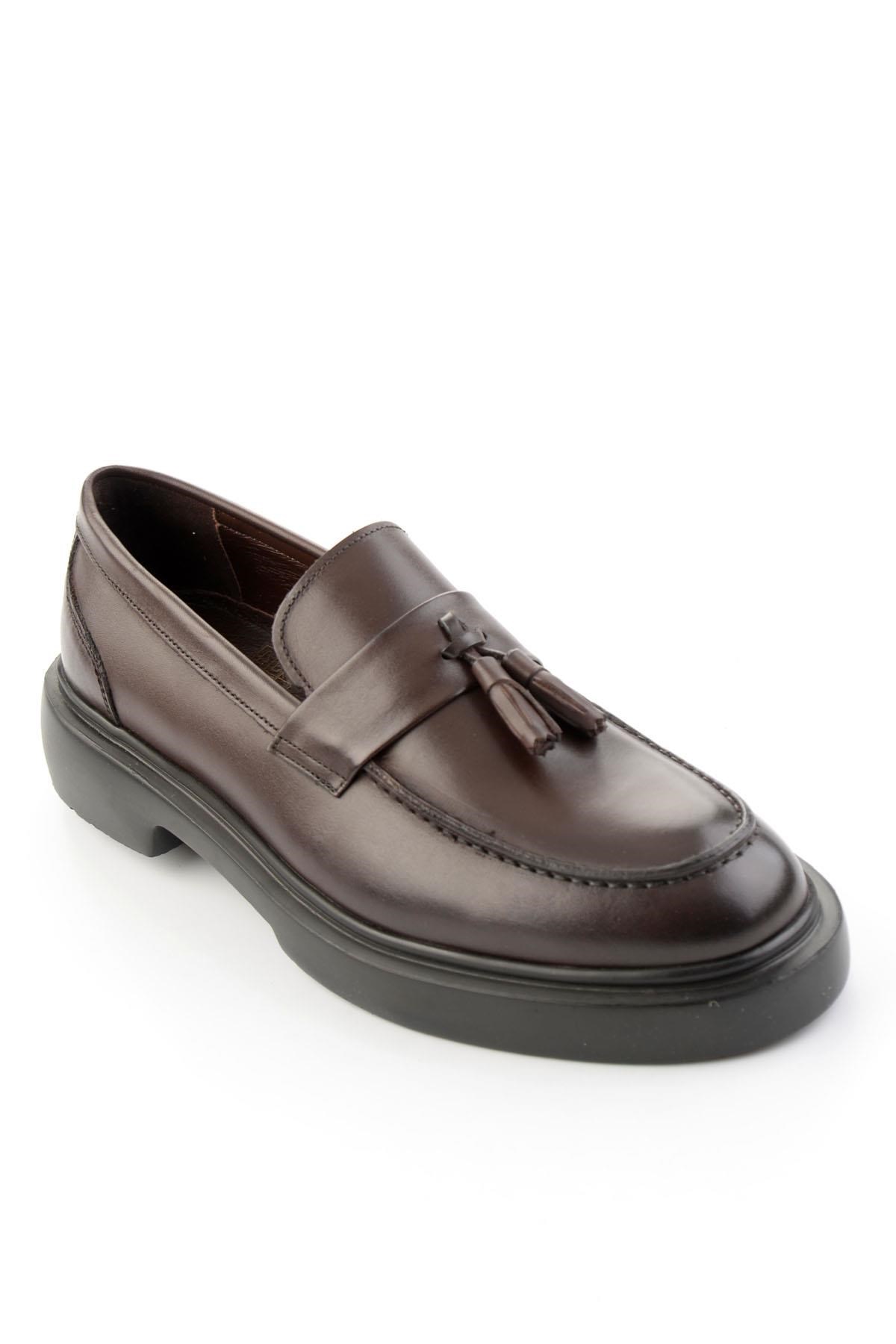 Kahve Antik Hakiki Deri Erkek Loafer Ayakkabı E01054400241