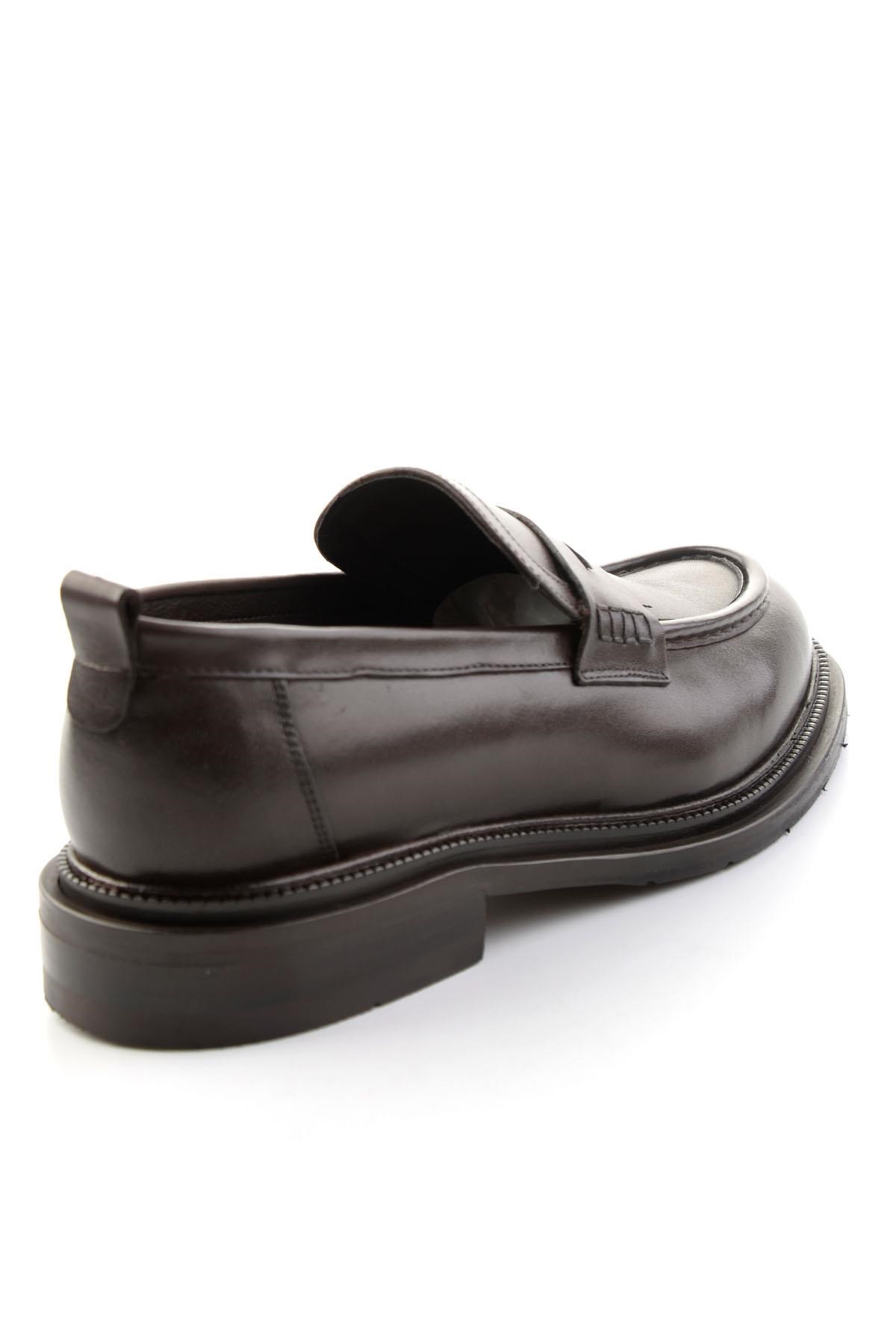 Kahve Antik Hakiki Deri Erkek Loafer Ayakkabı E01600301341