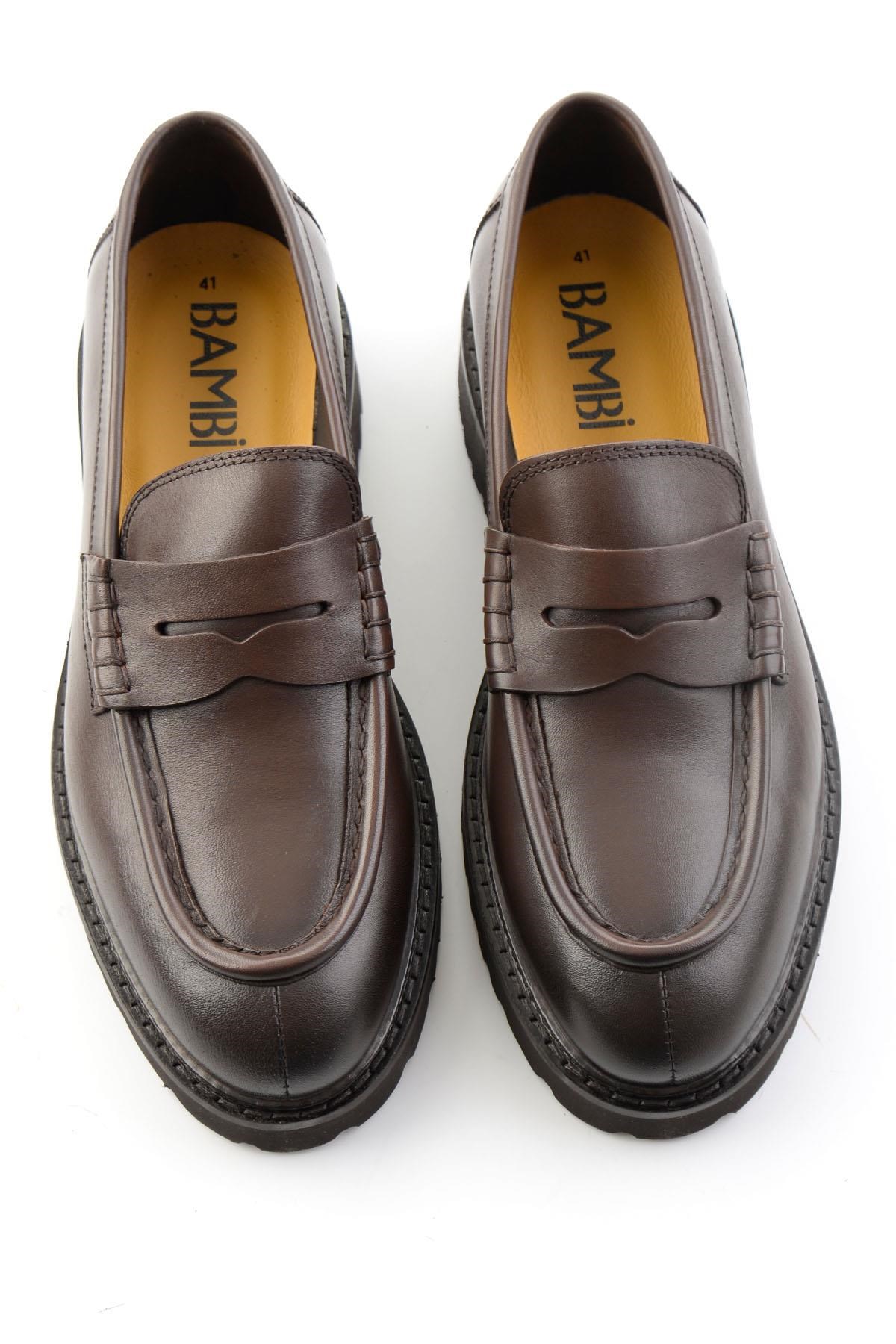 Kahve Antik Hakiki Deri Erkek Loafer Ayakkabı E01648626941