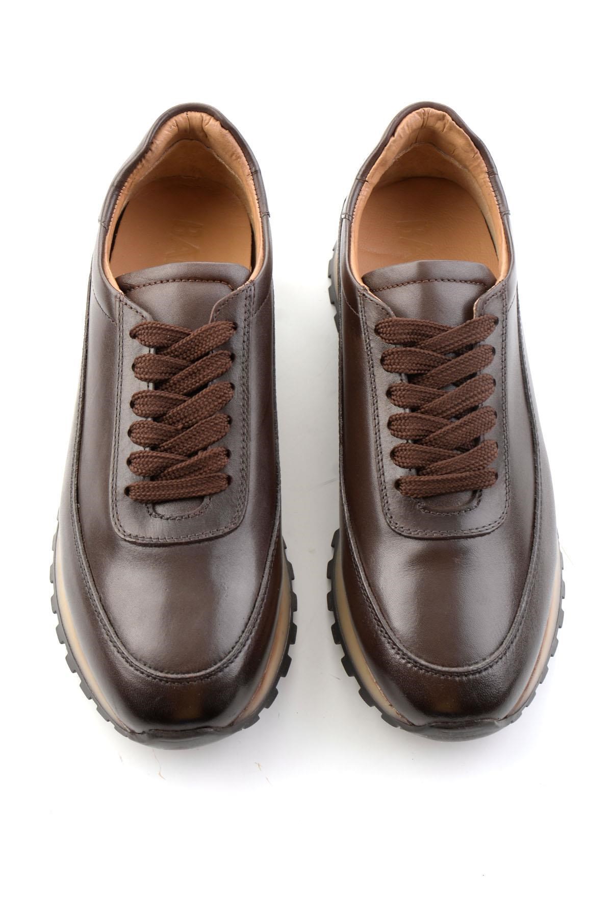 Kahve Antik Hakiki Deri Erkek Sneaker E01600003541