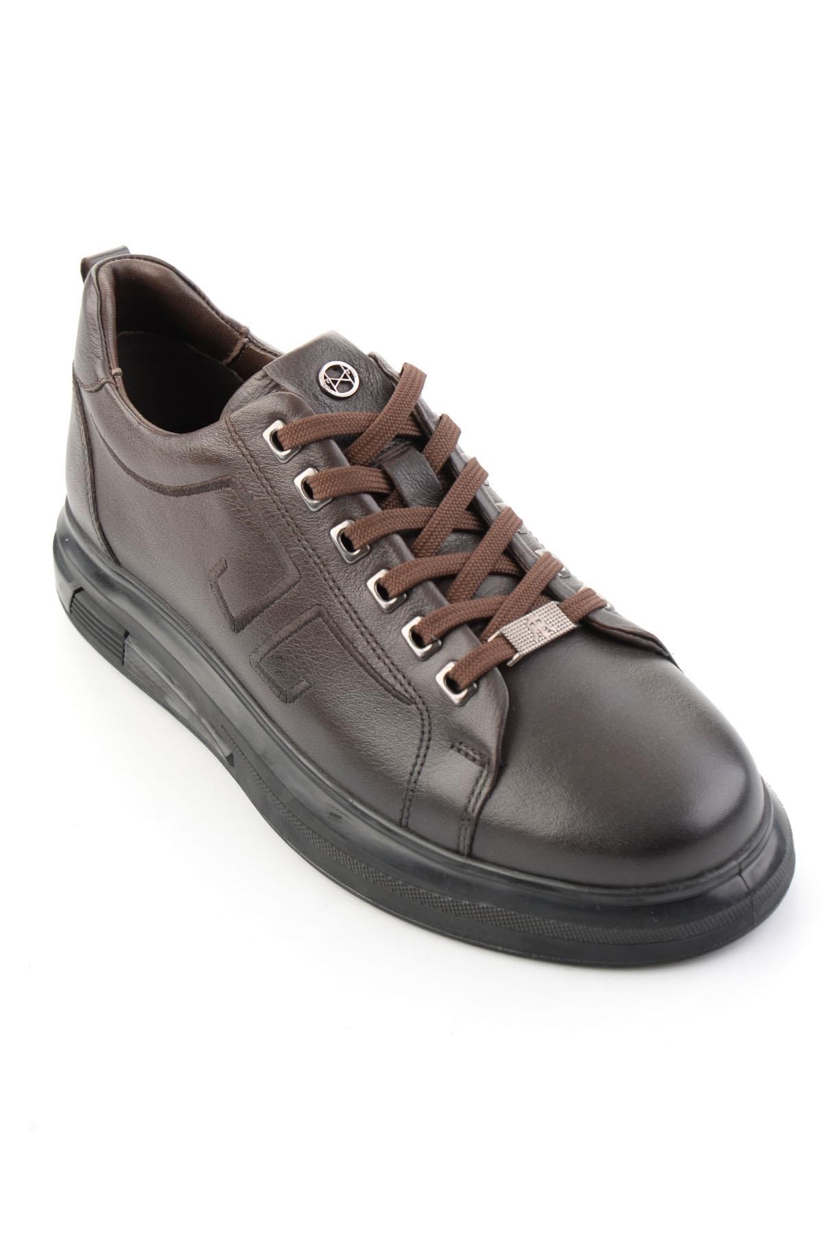 Kahve Antik Hakiki Deri Erkek Sneaker E01398203041