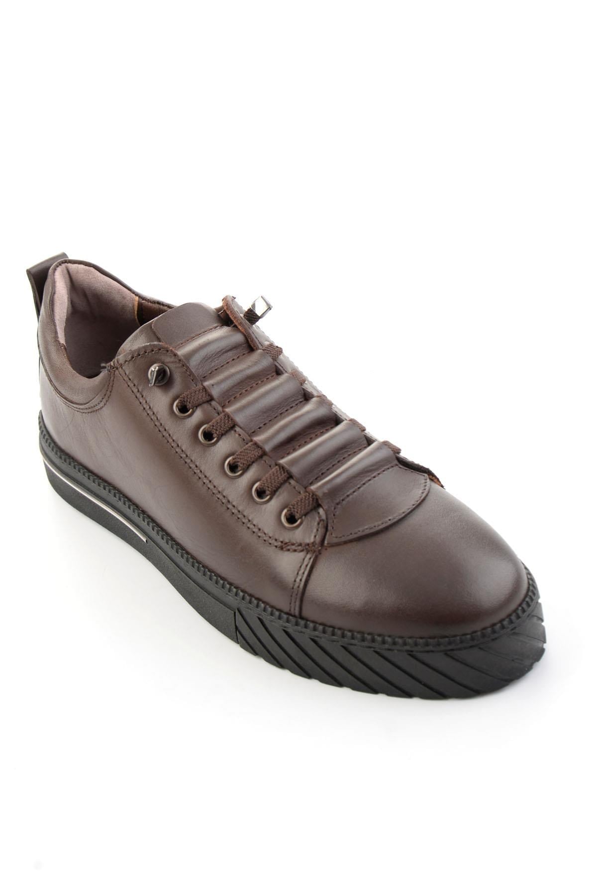 Kahve Antik Hakiki Deri Erkek Sneaker E01610196541