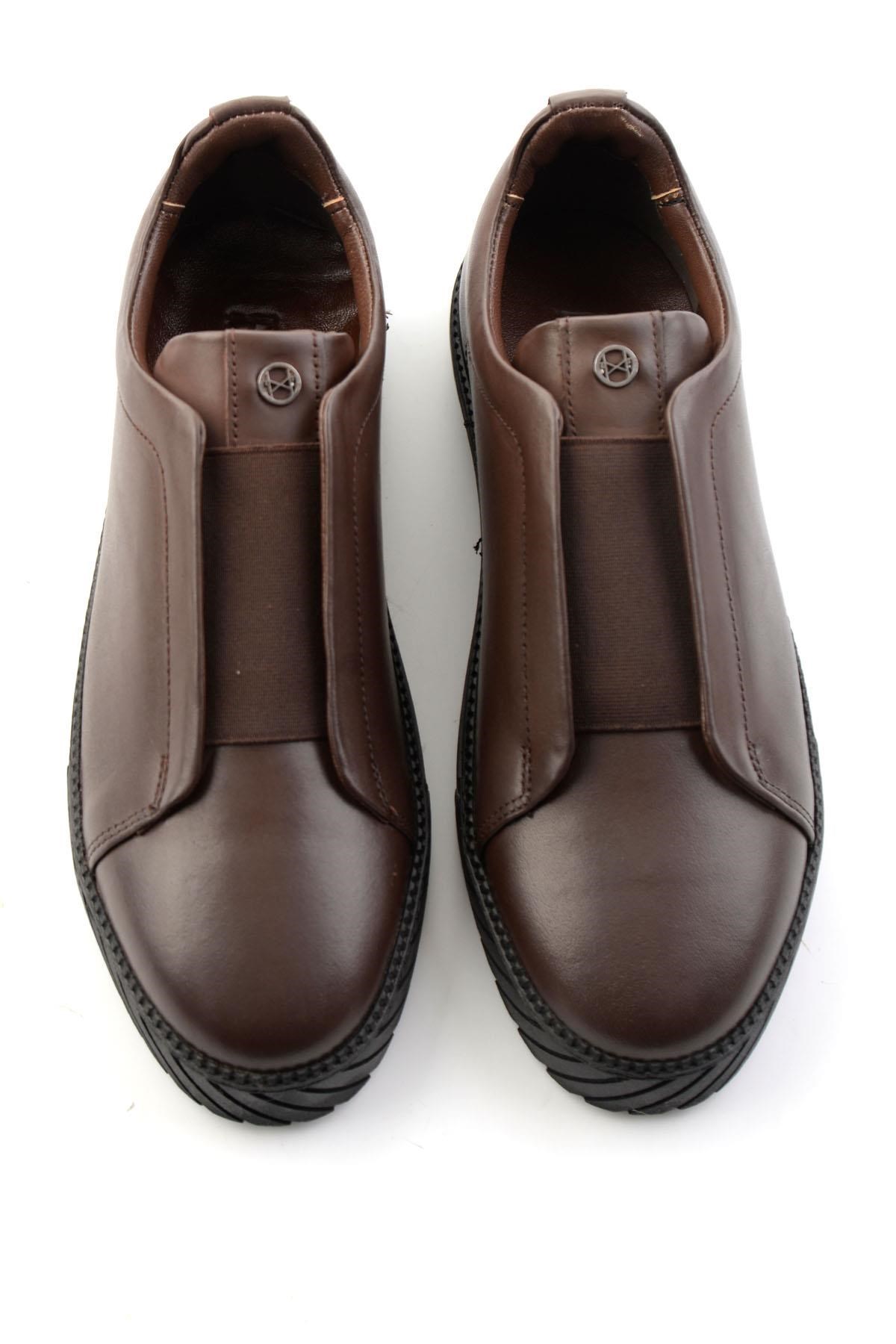 Kahve Antik Hakiki Deri Erkek Sneaker E01610197141