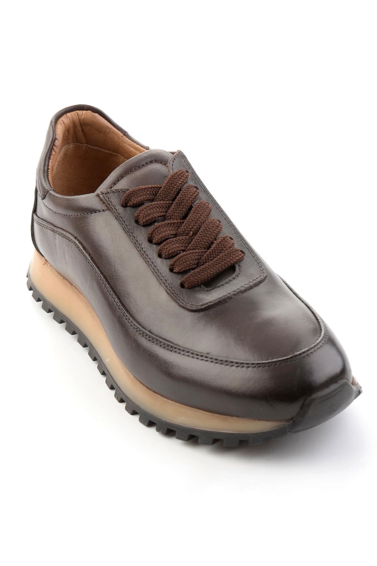 Kahve Antik Hakiki Deri Erkek Sneaker E01600003541