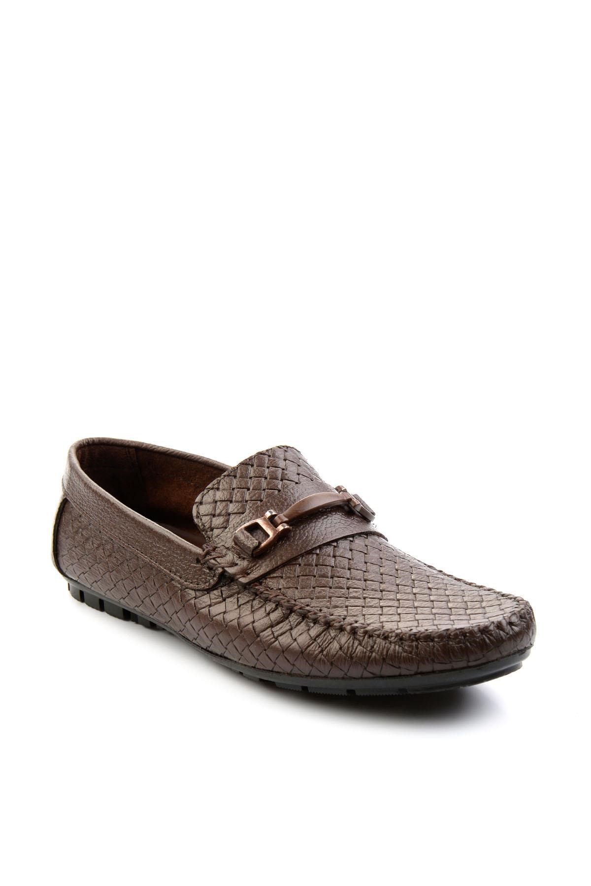 Kahve Baskılı Hakiki Deri Erkek Loafer Ayakkabı E01623202003