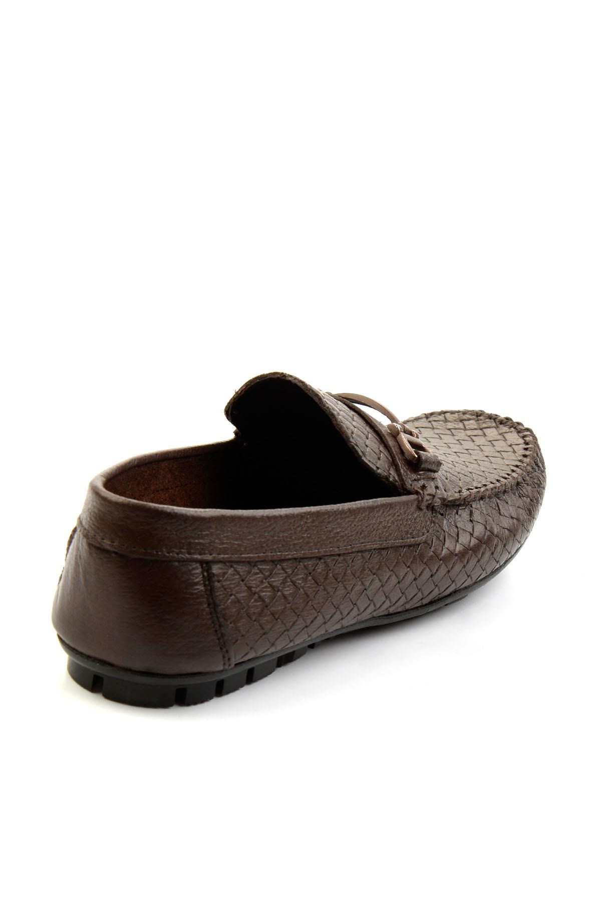 Kahve Baskılı Hakiki Deri Erkek Loafer Ayakkabı E01623202003