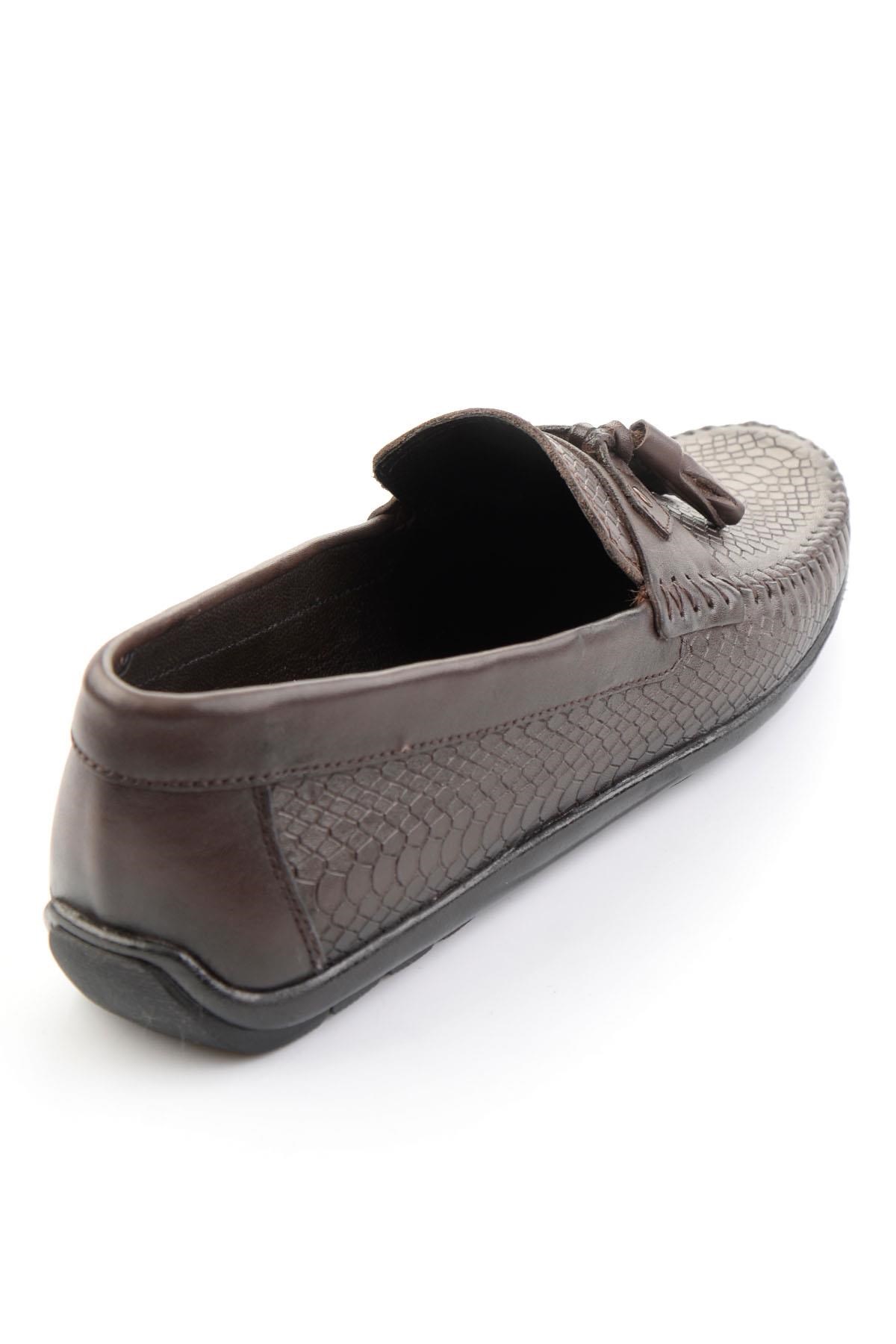 Kahve Baskılı Hakiki Deri Erkek Loafer Ayakkabı E01697032503