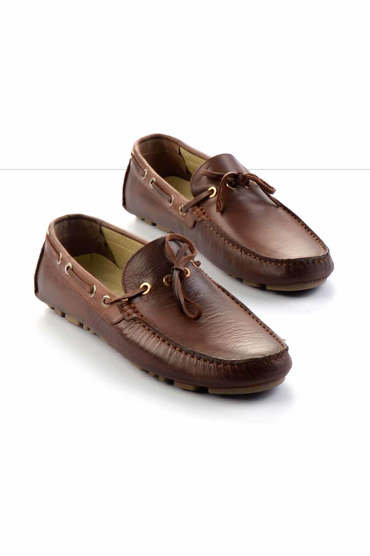 Kahve Floter Hakiki Deri Erkek Loafer Ayakkabı E01395332140