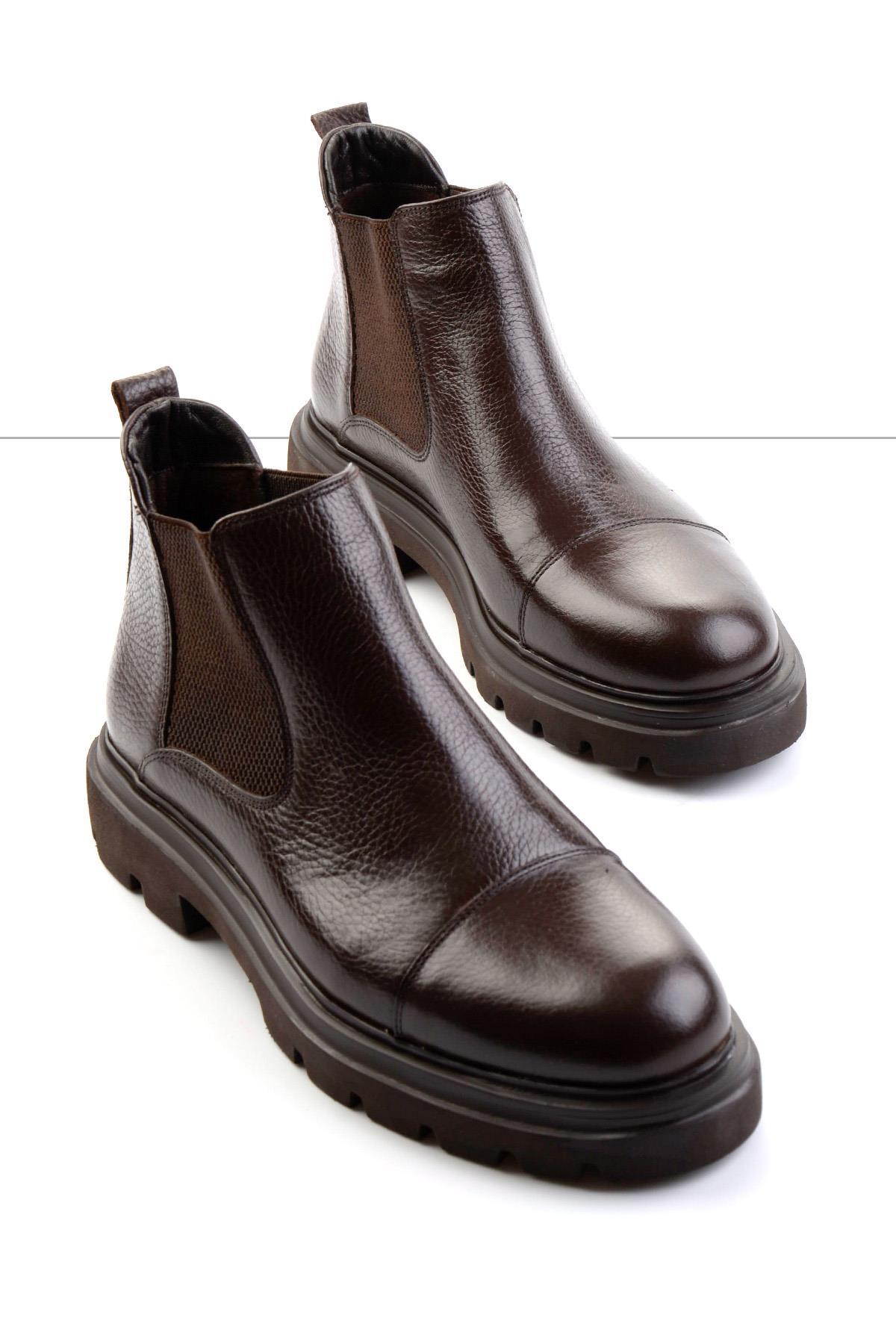 Kahve Hakiki Deri Erkek Bot & Bootie E02757665240