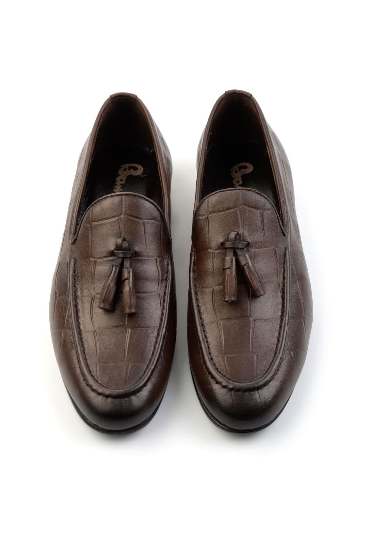 Kahve Hakiki Deri Erkek Klasik Ayakkabı E01054164511