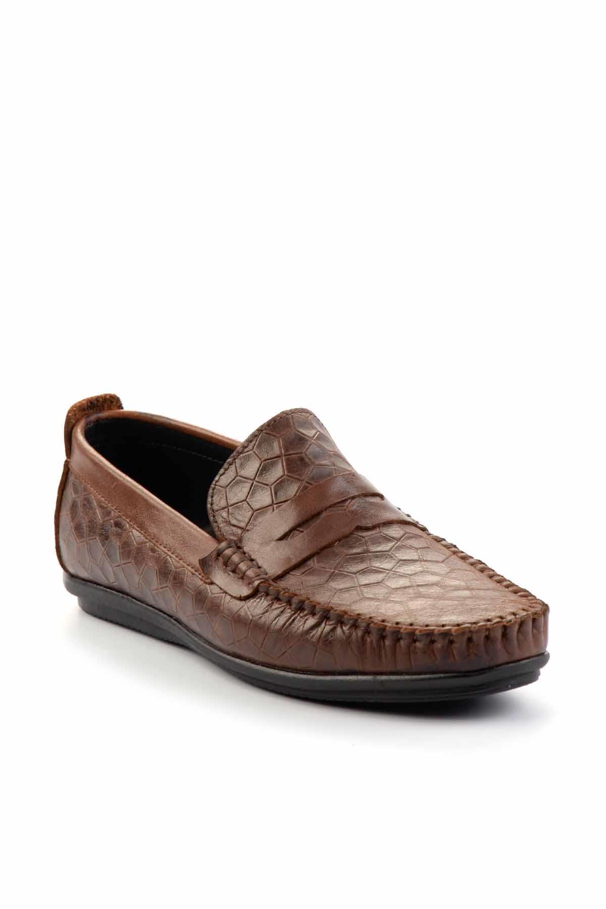 Kahve Hakiki Deri Erkek Loafer Ayakkabı E01323121003