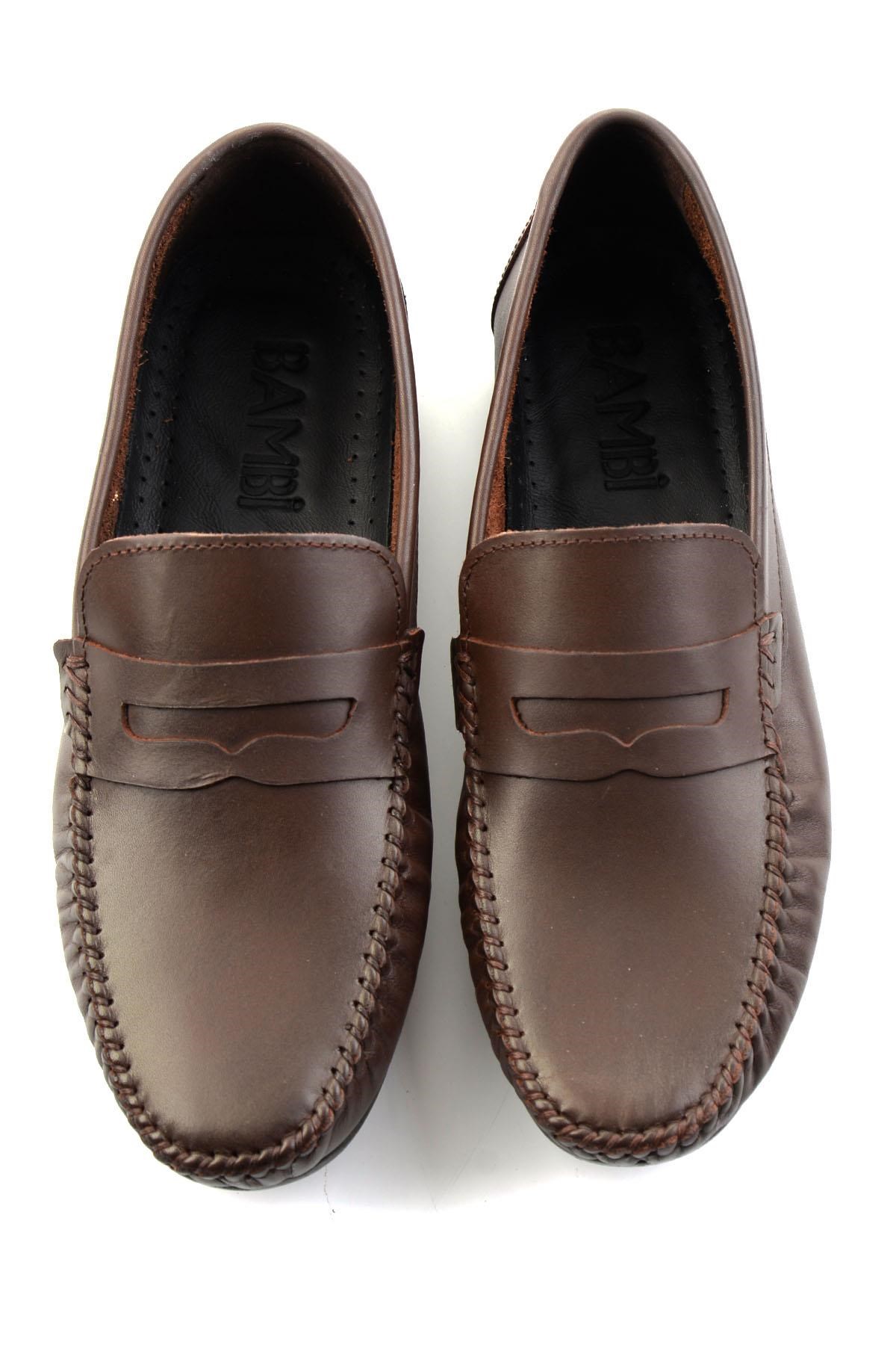 Kahve Hakiki Deri Erkek Loafer Ayakkabı E01523111103