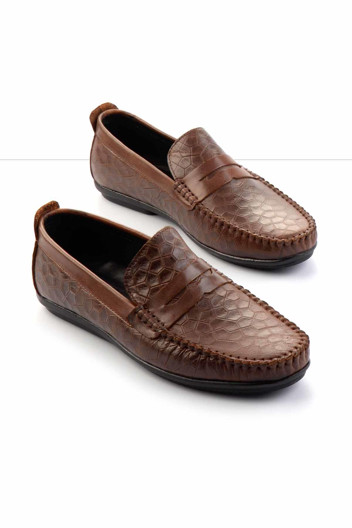 Kahve Hakiki Deri Erkek Loafer Ayakkabı E01323121003