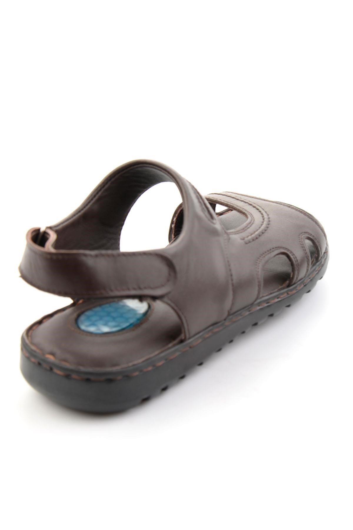 Kahve Hakiki Deri Erkek Sandalet E05437181303