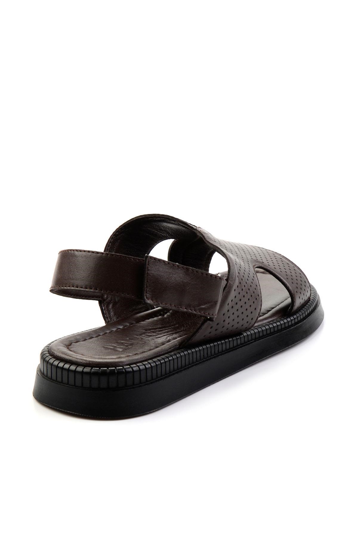 Kahve Hakiki Deri Erkek Sandalet E05557240643