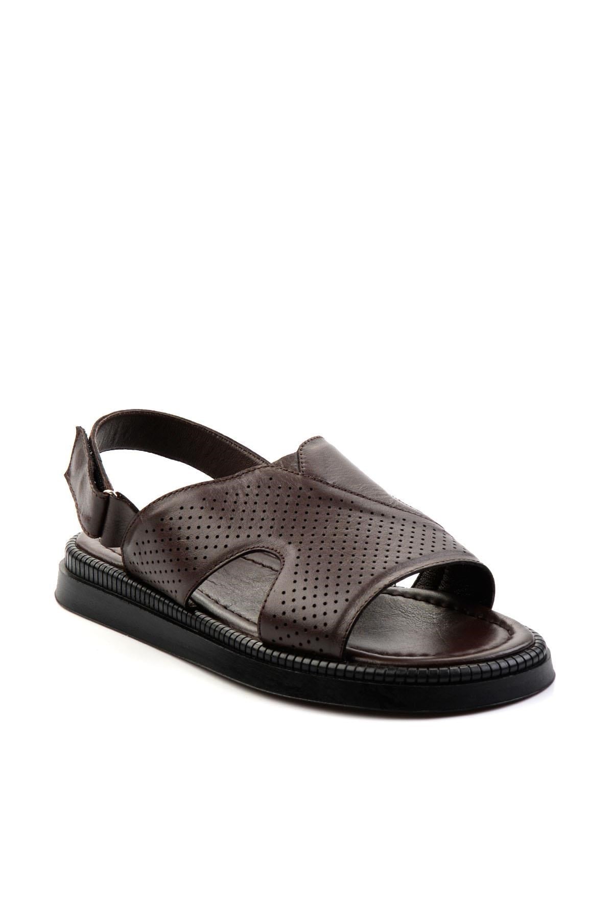 Kahve Hakiki Deri Erkek Sandalet E05557240643
