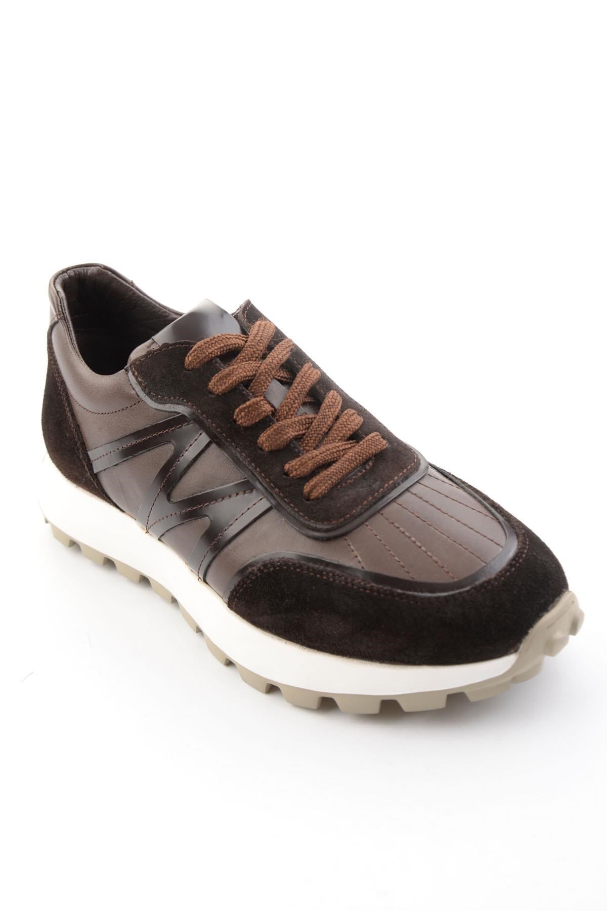 Kahve Hakiki Deri Erkek Sneaker E01011043303