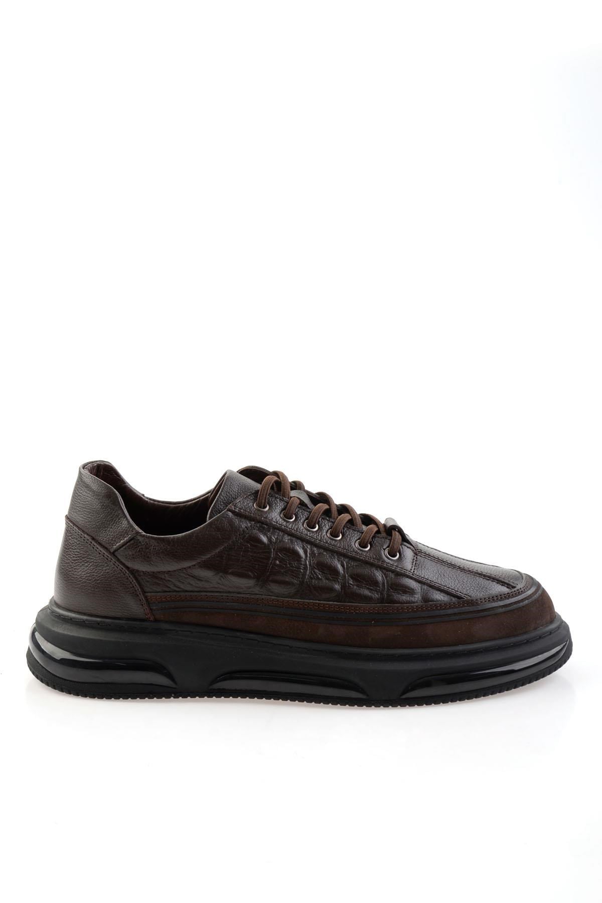 Kahve Hakiki Deri Erkek Sneaker E01080219003