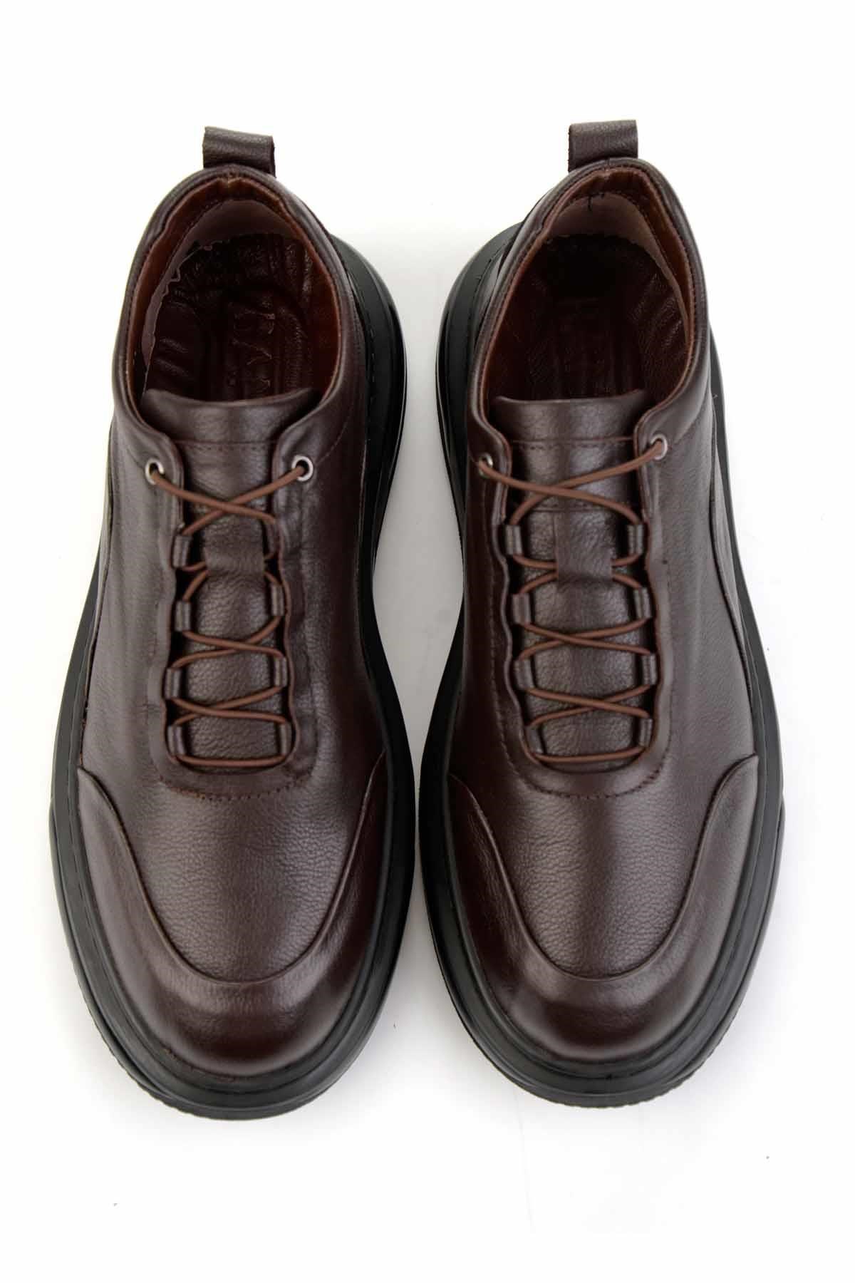 Kahve Hakiki Deri Erkek Sneaker E01080212403