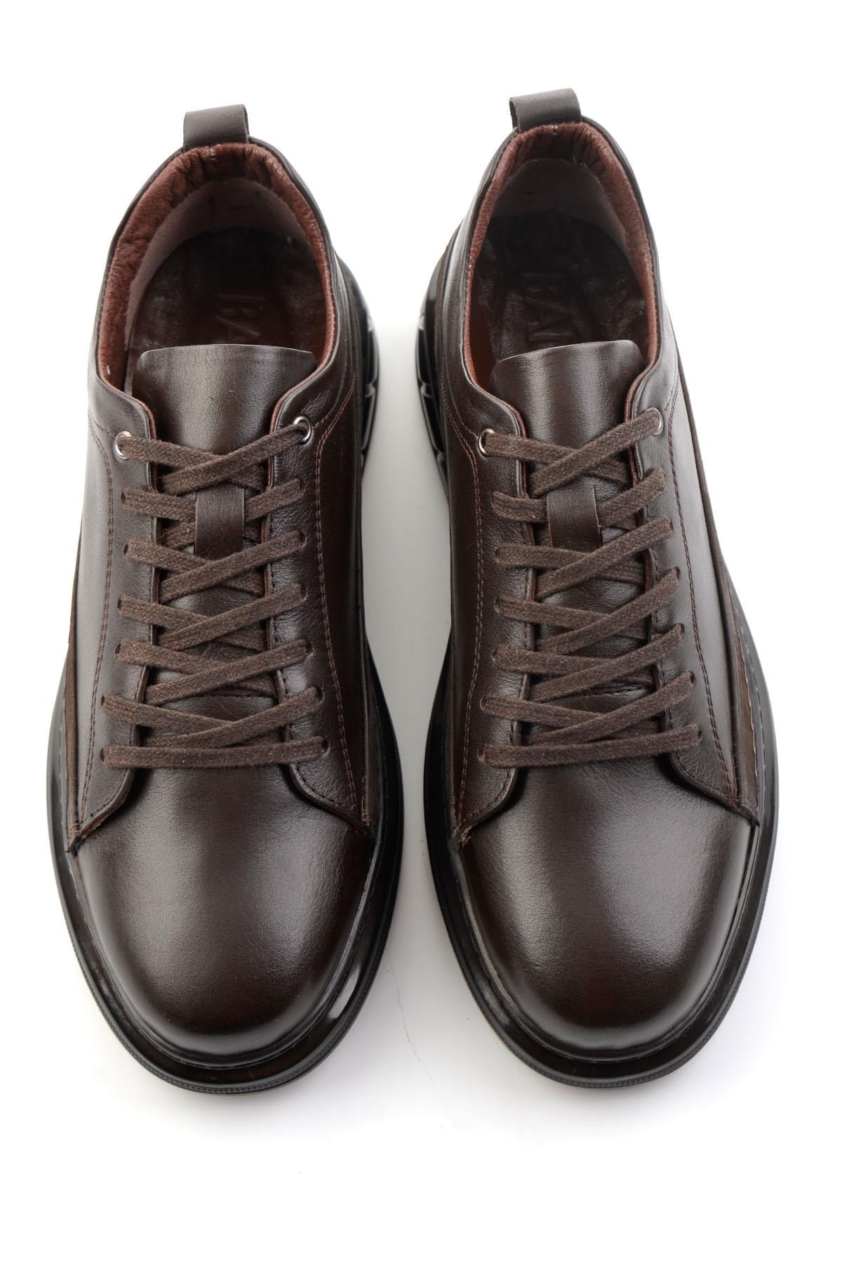 Kahve Hakiki Deri Erkek Sneaker E01080226343