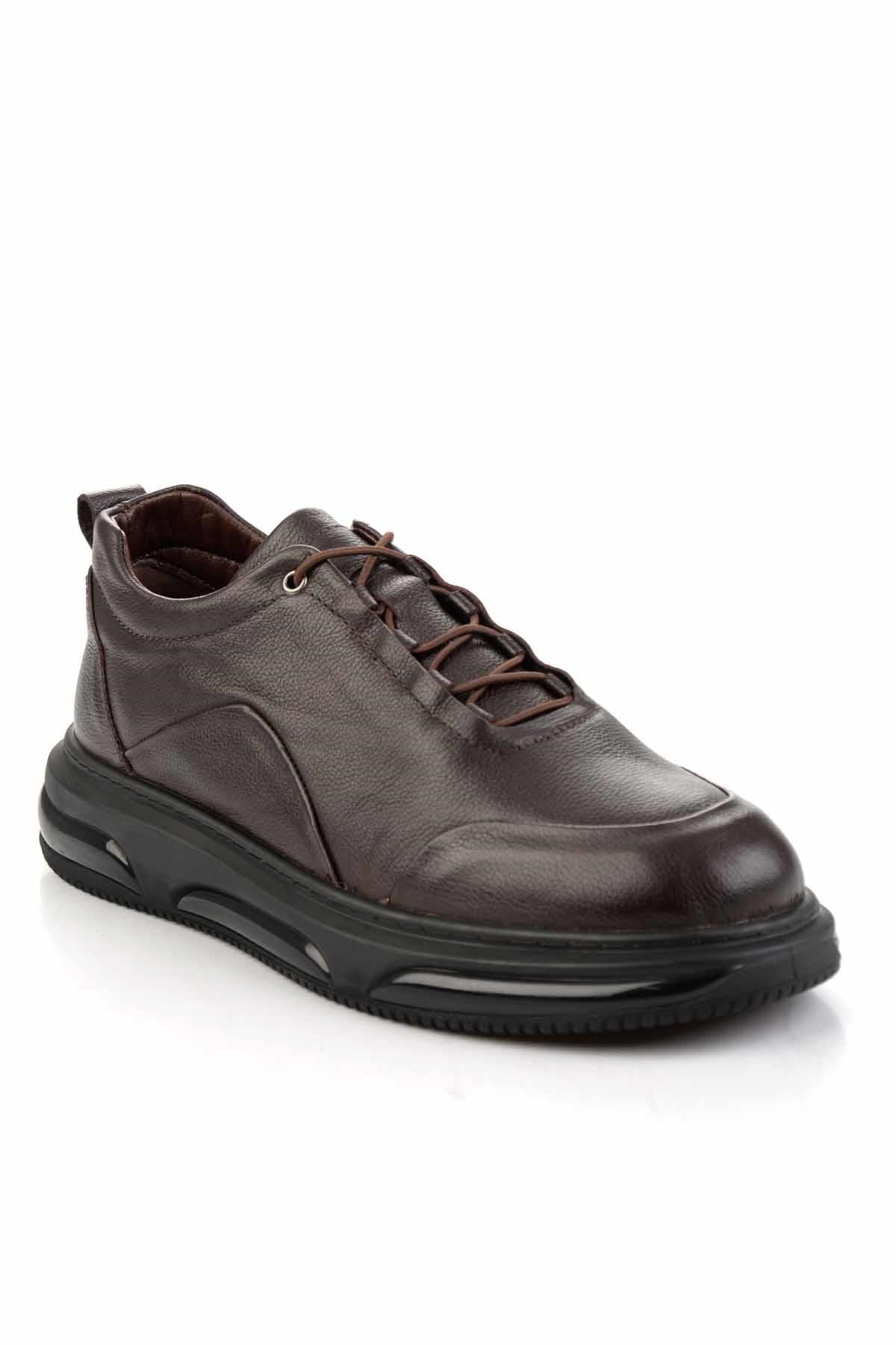 Kahve Hakiki Deri Erkek Sneaker E01080212403