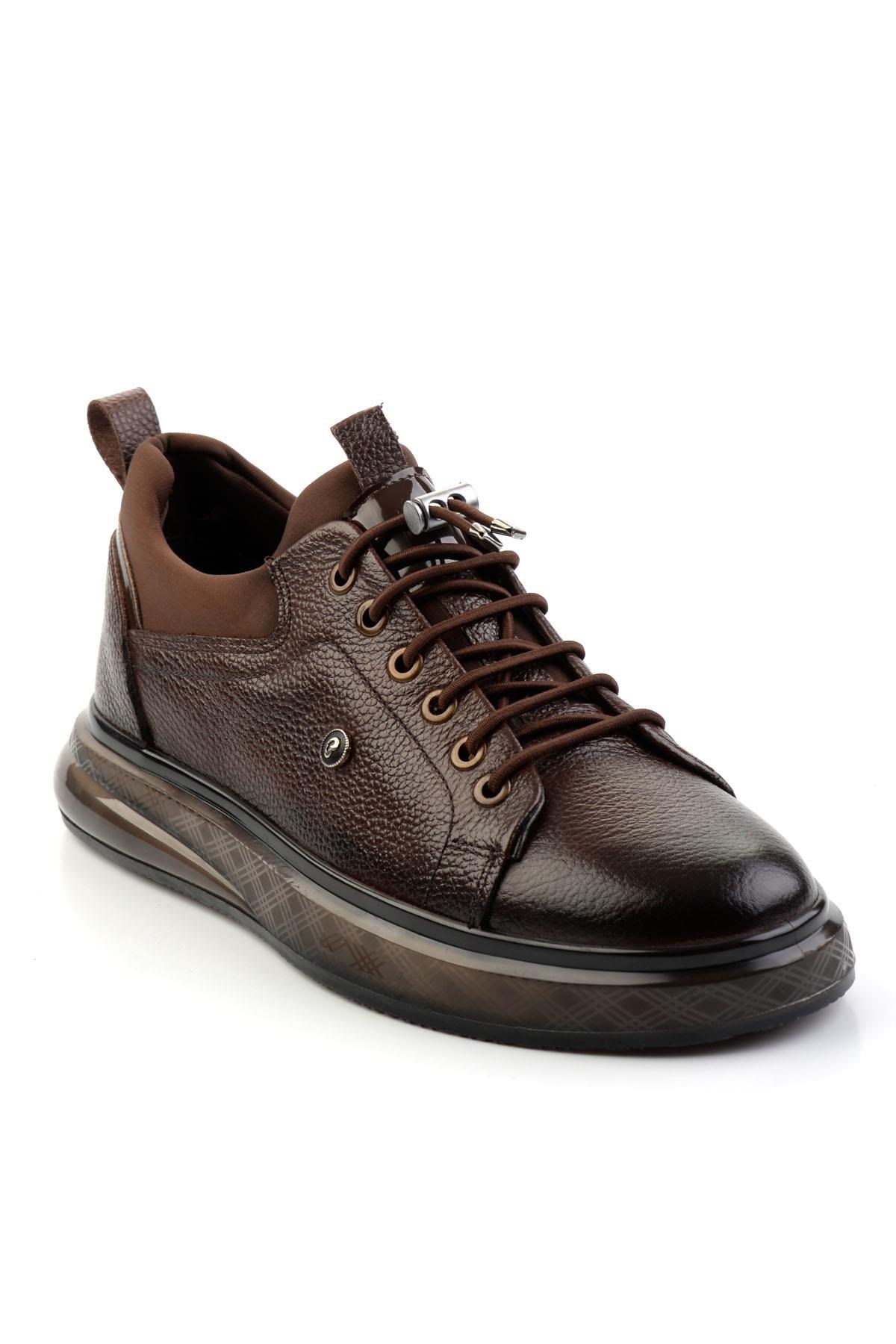 Kahve Hakiki Deri Erkek Sneaker E01401082240