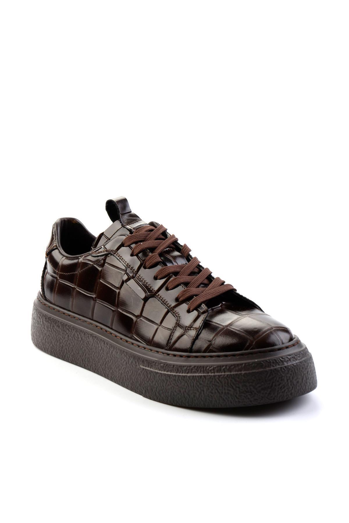 Kahve Hakiki Deri Erkek Sneaker E01589214311