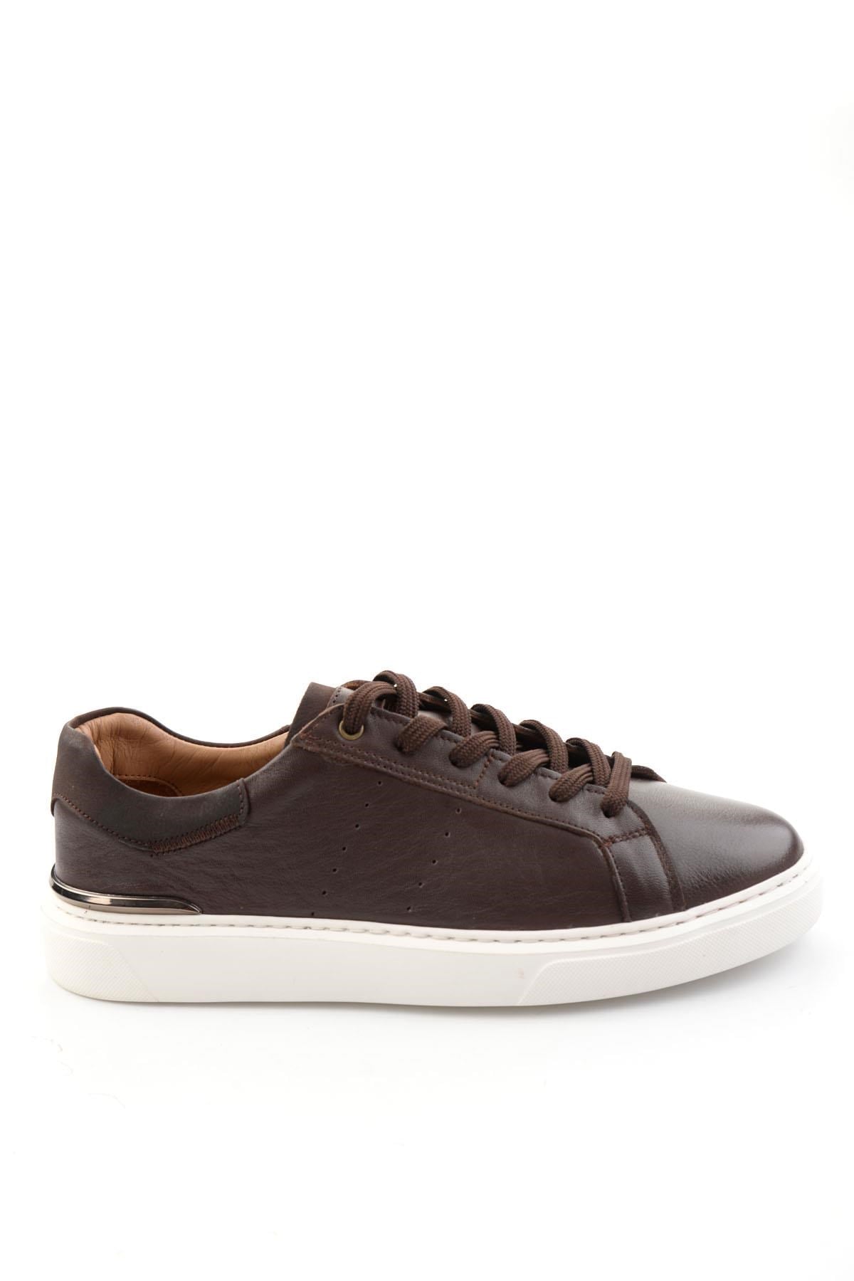 Kahve Hakiki Deri Erkek Sneaker E01595327543