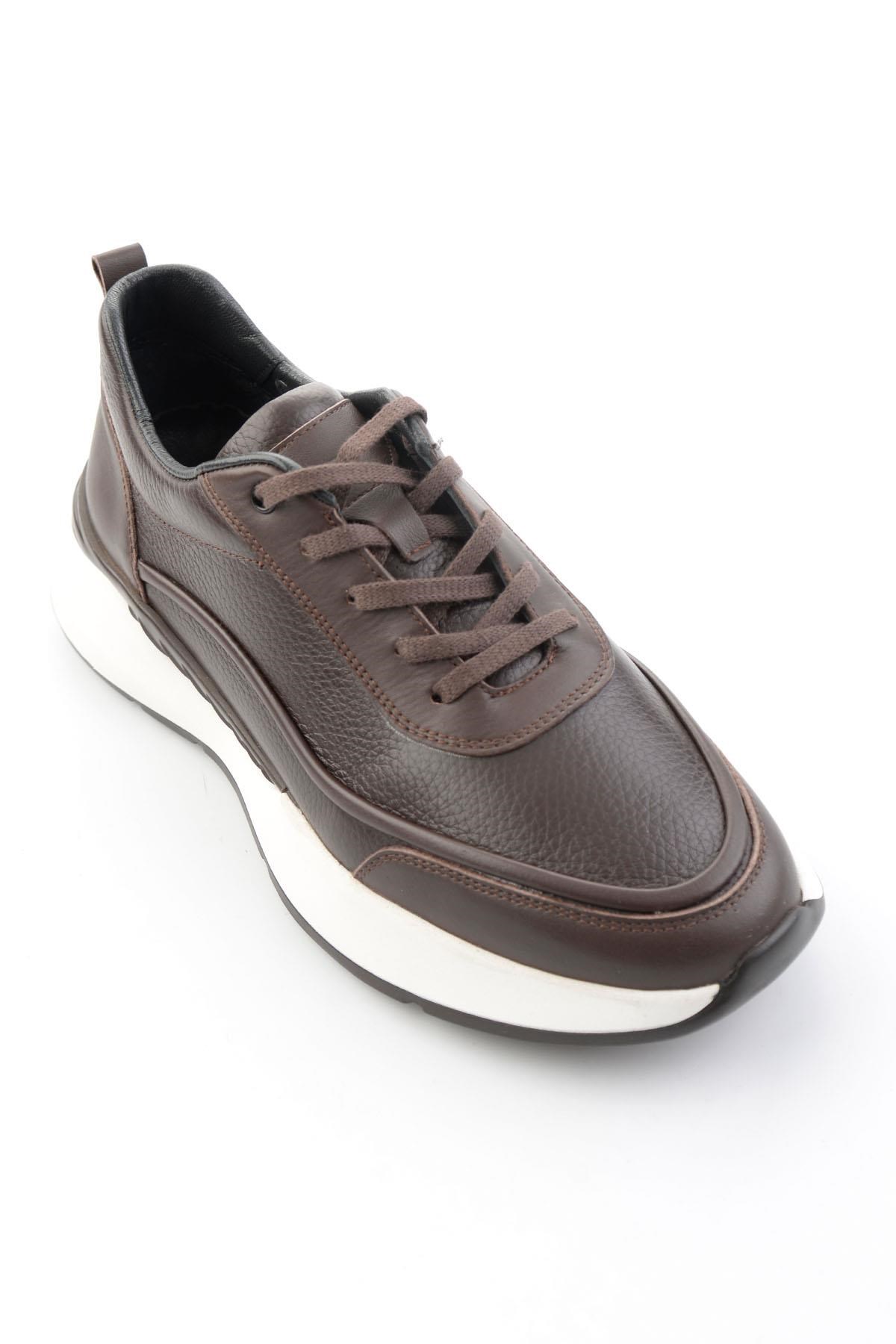 Kahve Hakiki Deri Erkek Sneaker E01958176543