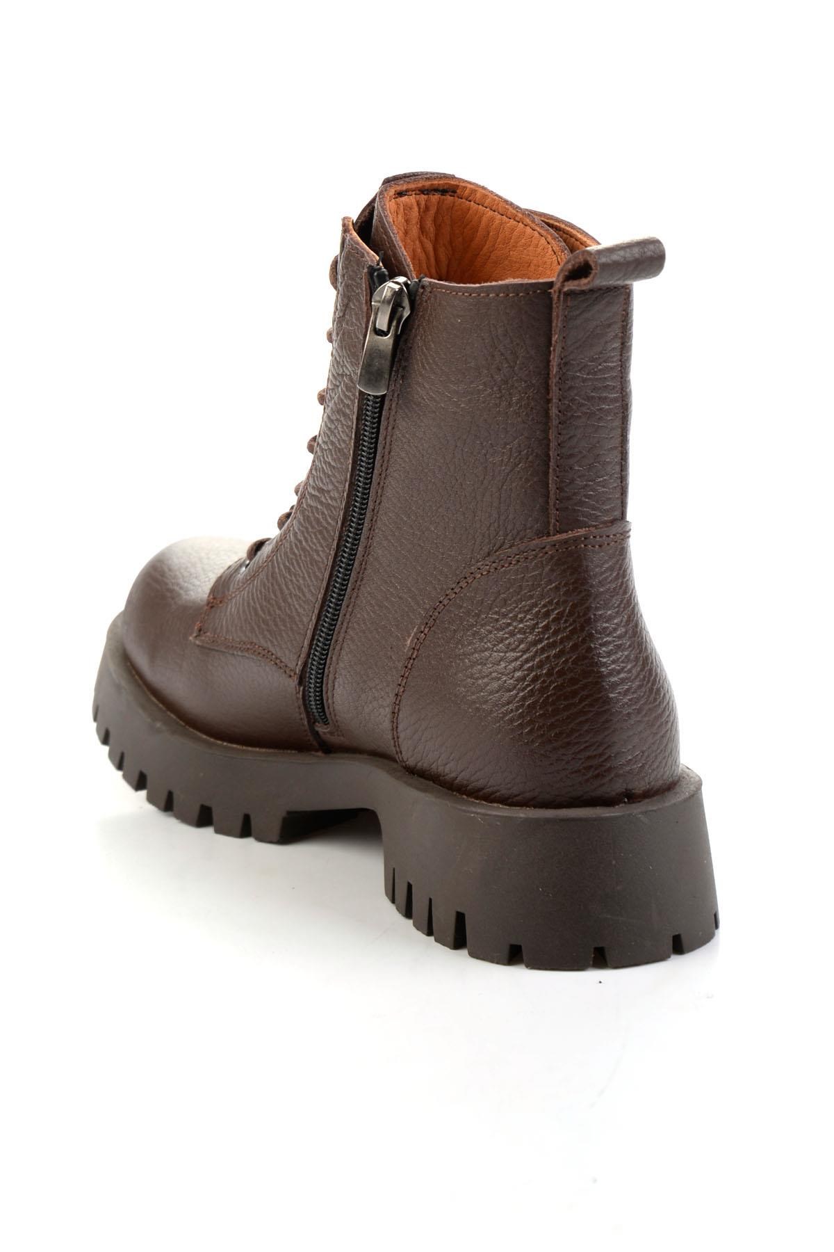 Kahve Hakiki Deri Kadın Bot & Bootie K02028800803