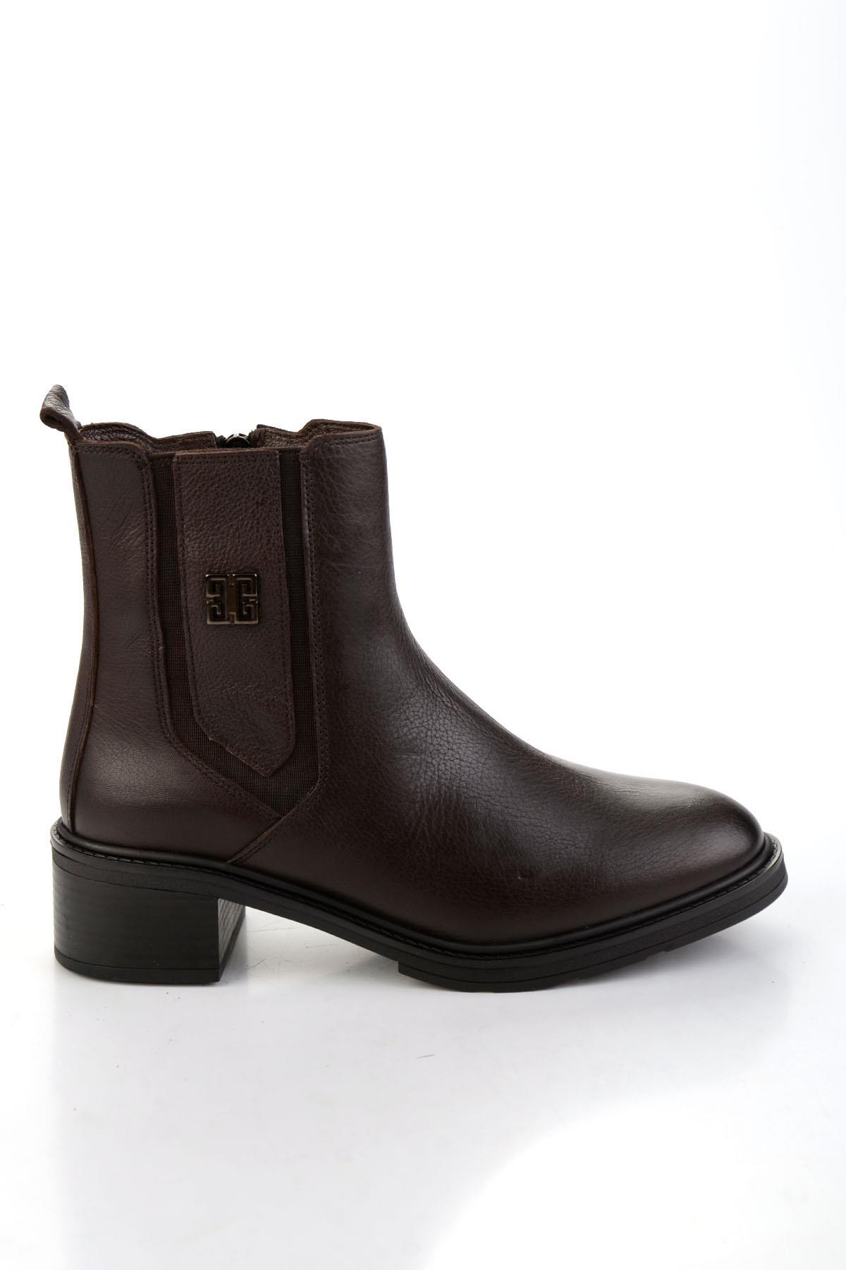 Kahve Hakiki Deri Kadın Bot & Bootie K02645012103