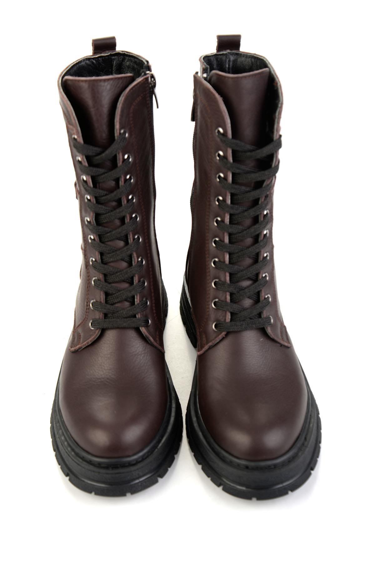 Kahve Hakiki Deri Kadın Bot & Bootie K02462040503