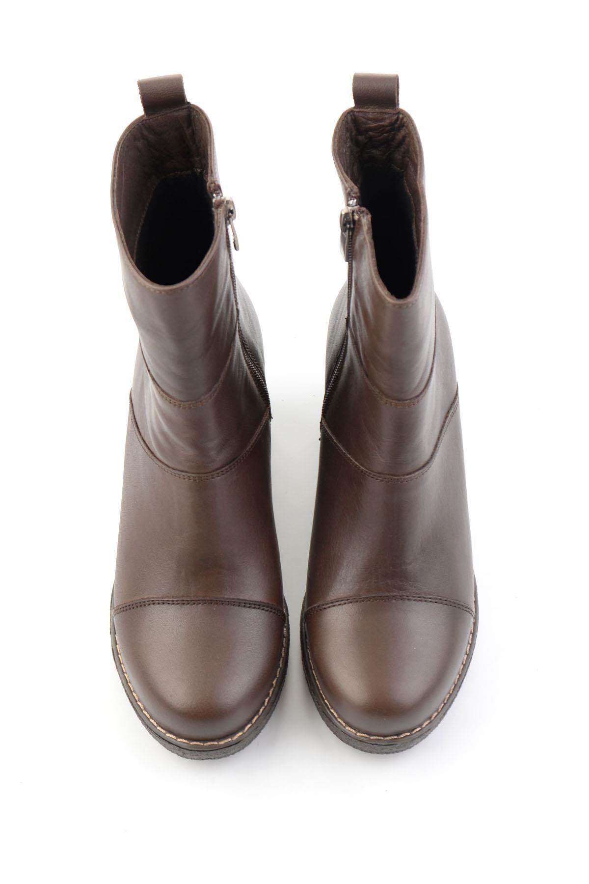 Kahve Hakiki Deri Kadın Bot & Bootie K02586999703