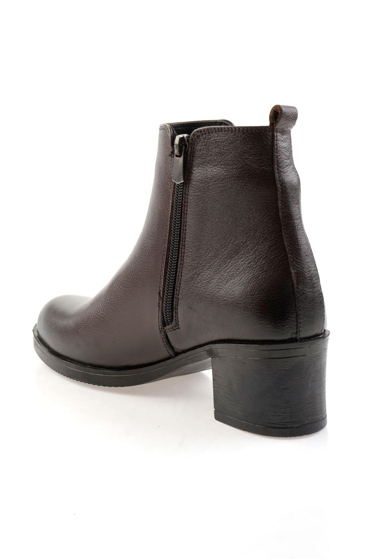 Kahve Hakiki Deri Kadın Bot & Bootie K02286001103