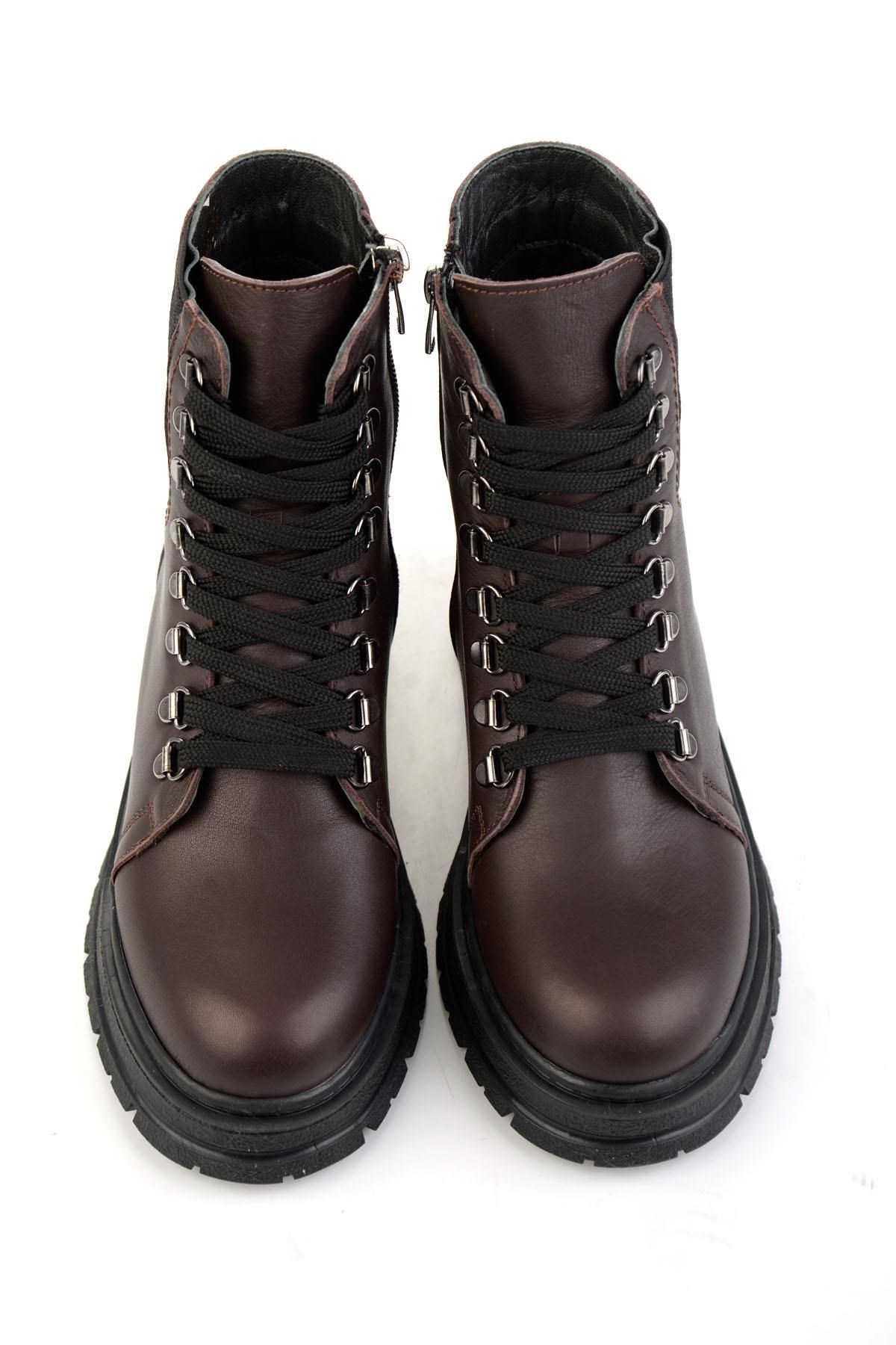 Kahve Hakiki Deri Kadın Bot & Bootie K02462040403