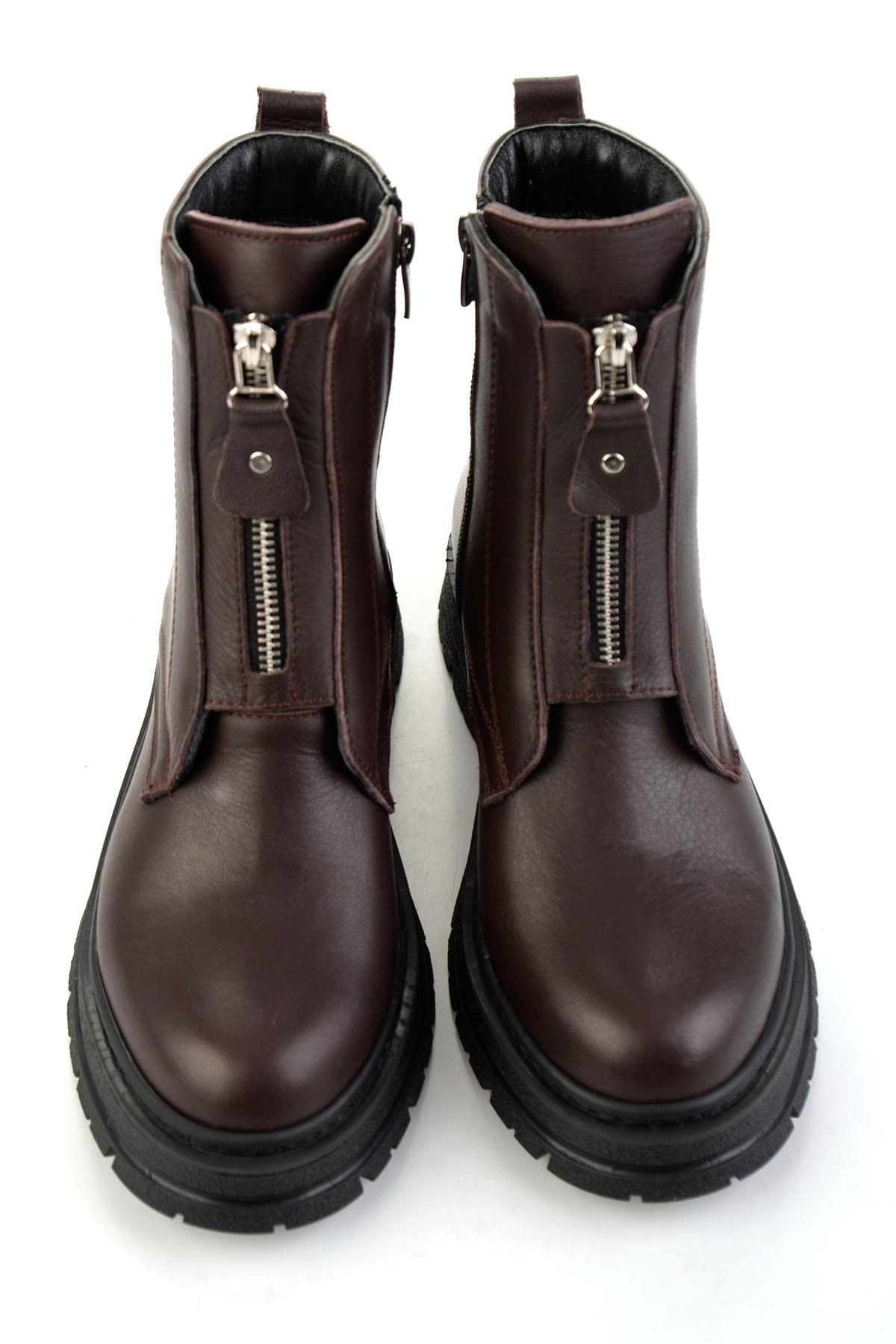 Kahve Hakiki Deri Kadın Bot & Bootie K02286089903