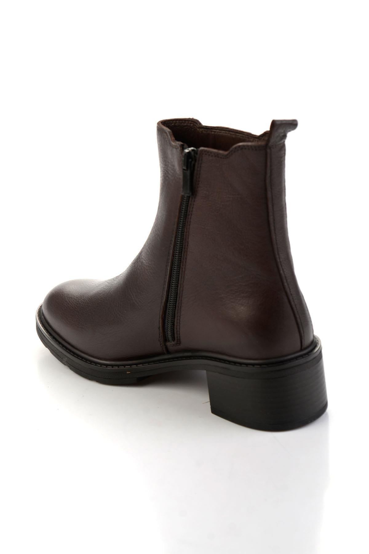 Kahve Hakiki Deri Kadın Bot & Bootie K02645012103