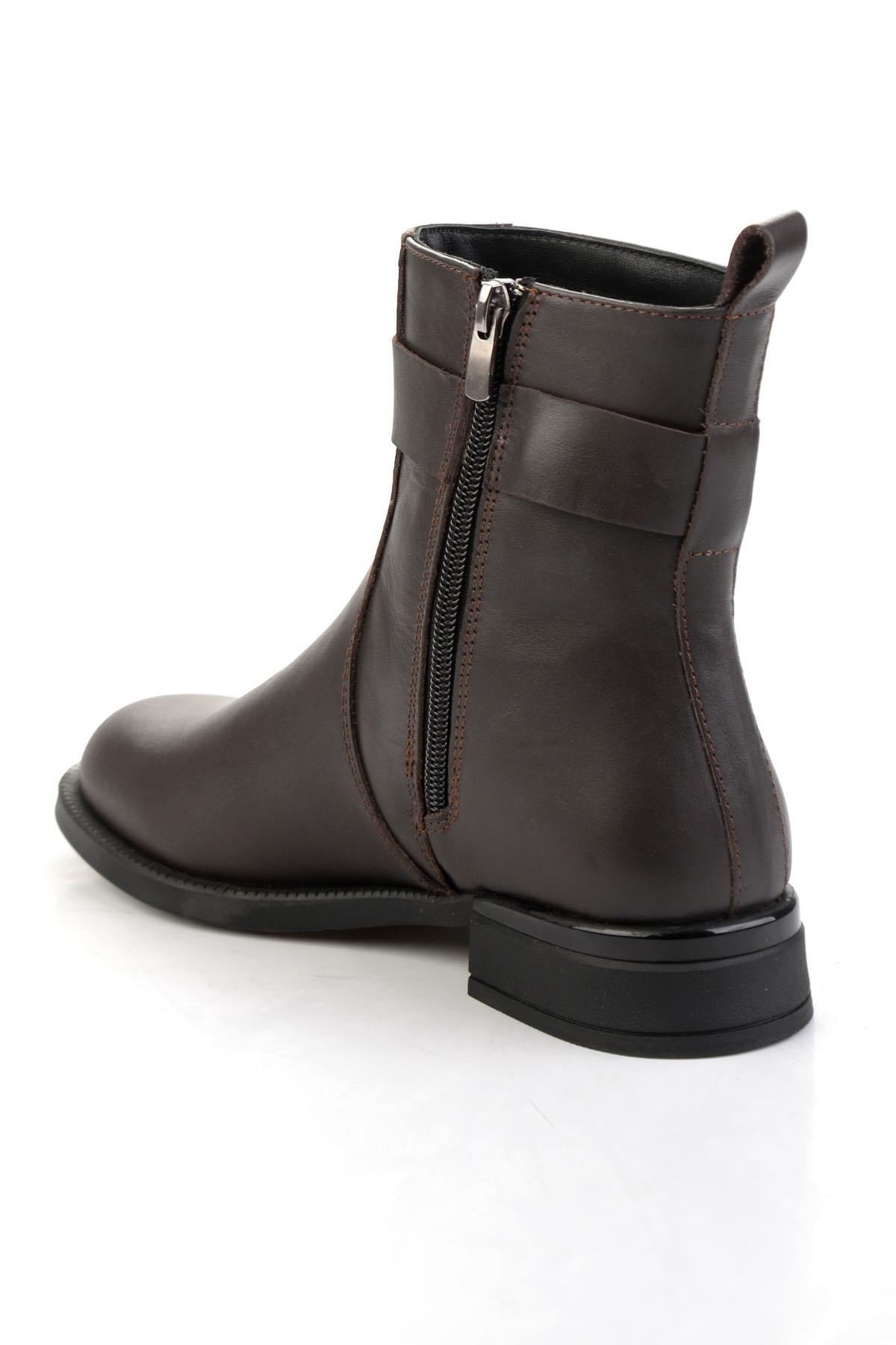 Kahve Hakiki Deri Kadın Bot & Bootie K02724560303
