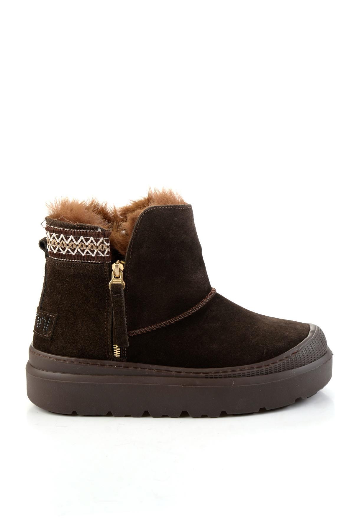 Kahve Hakiki Deri Kadın Bot & Bootie K02748100402