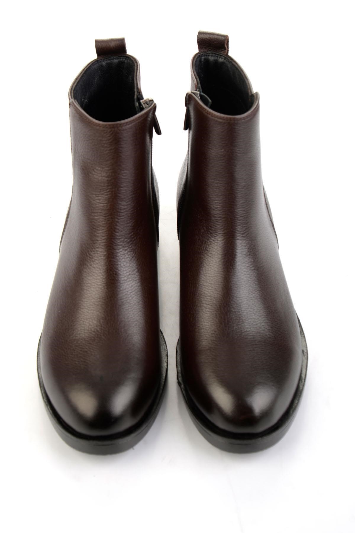 Kahve Hakiki Deri Kadın Bot & Bootie K02286011103