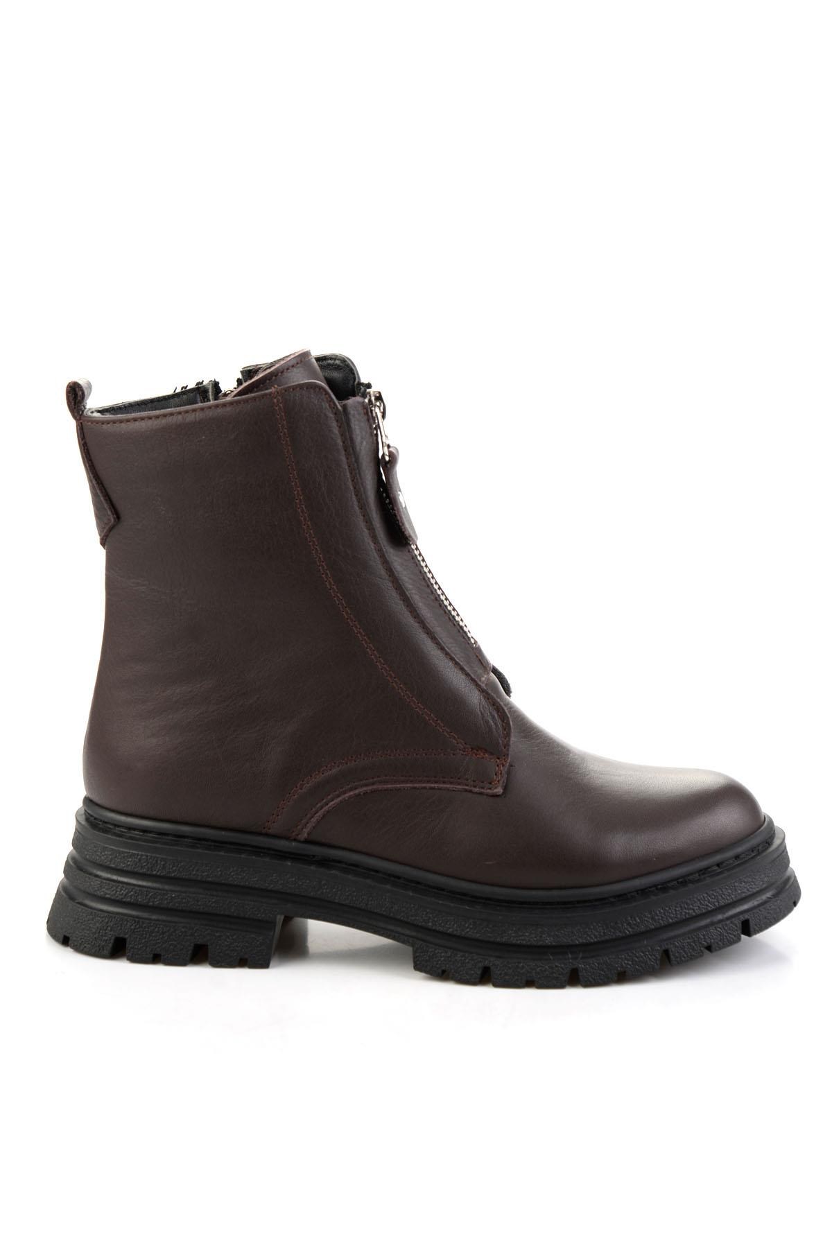 Kahve Hakiki Deri Kadın Bot & Bootie K02286089903