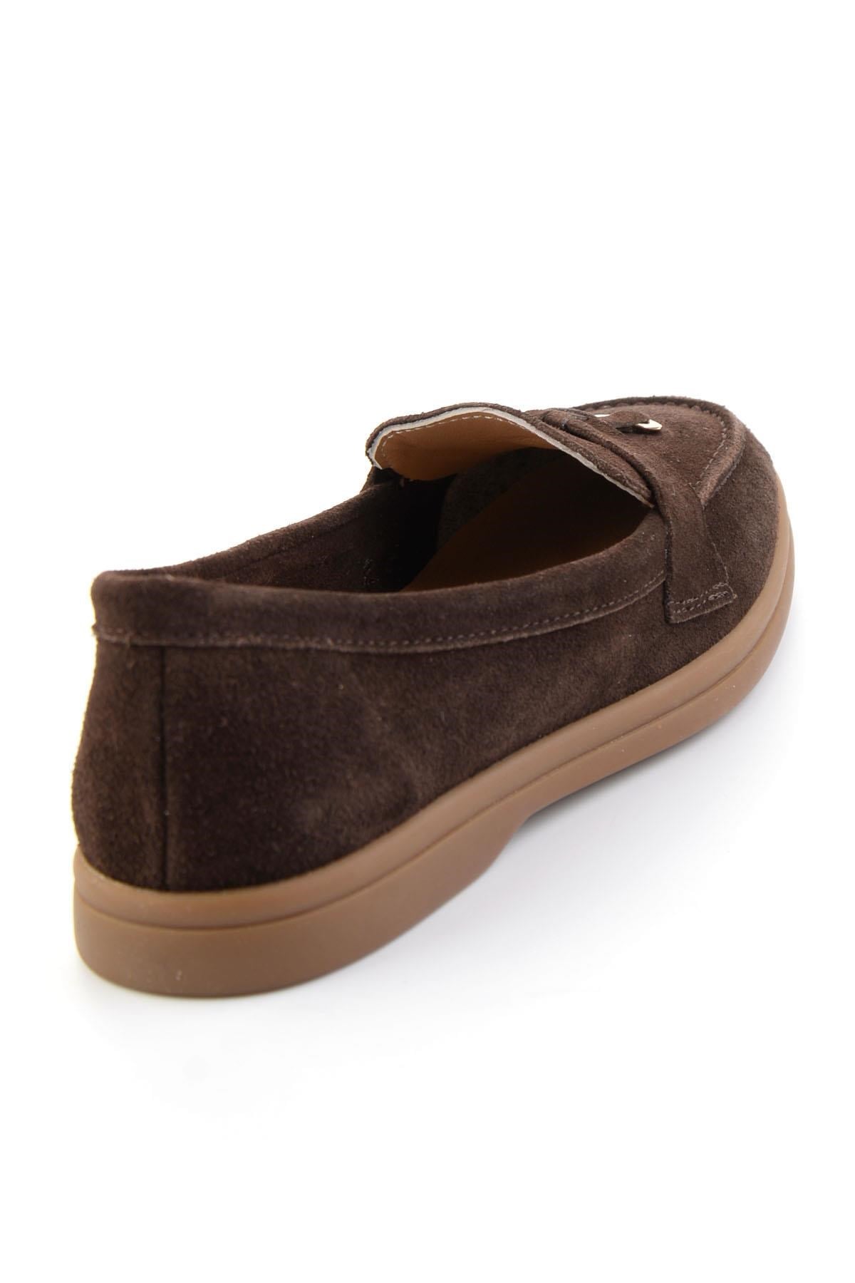 Kahve Hakiki Deri Kadın Loafer Ayakkabı K01045035802