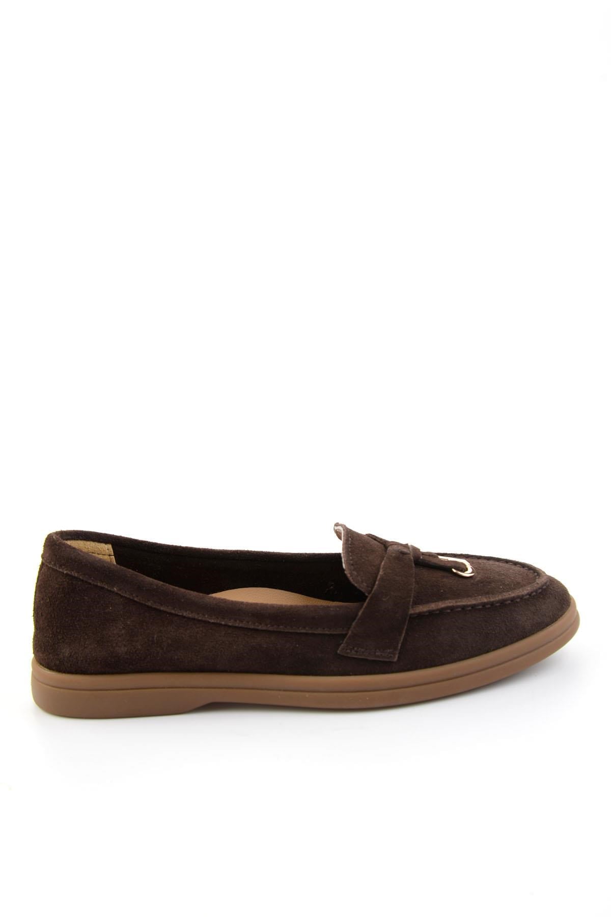 Kahve Hakiki Deri Kadın Loafer Ayakkabı K01045035802