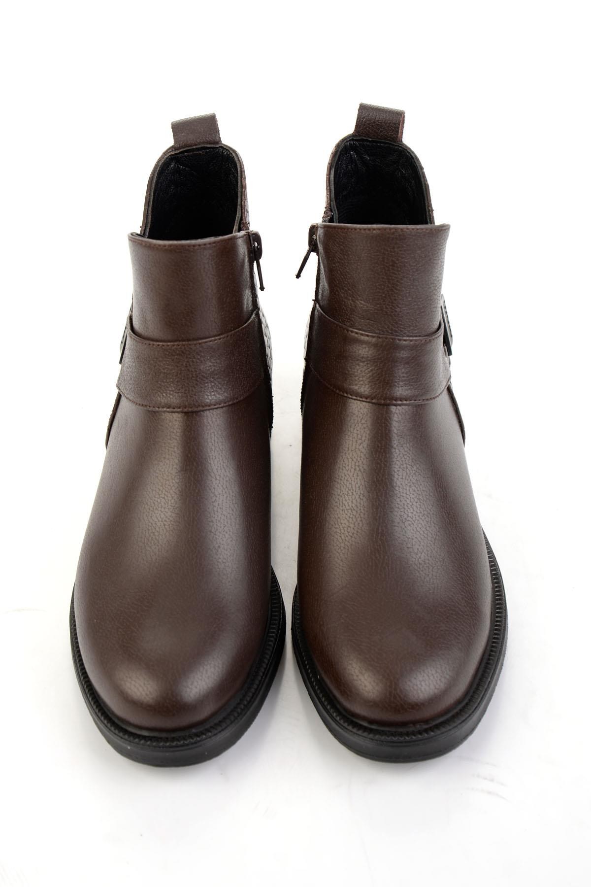 Kahve Kahve Hakiki Deri Kadın Bot & Bootie K02531270003