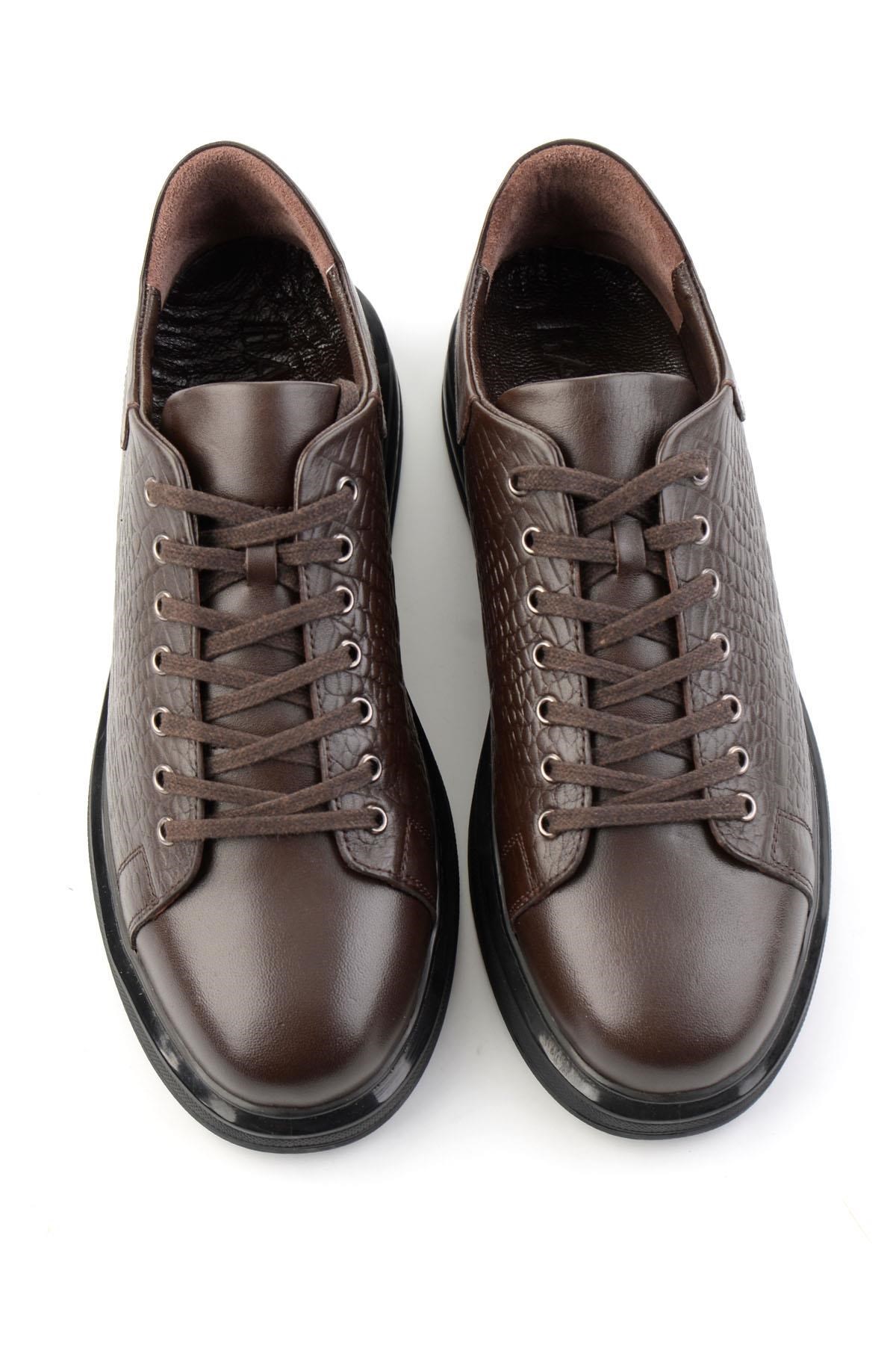 Kahve Kahve Napa Hakiki Deri Erkek Sneaker E01080209143